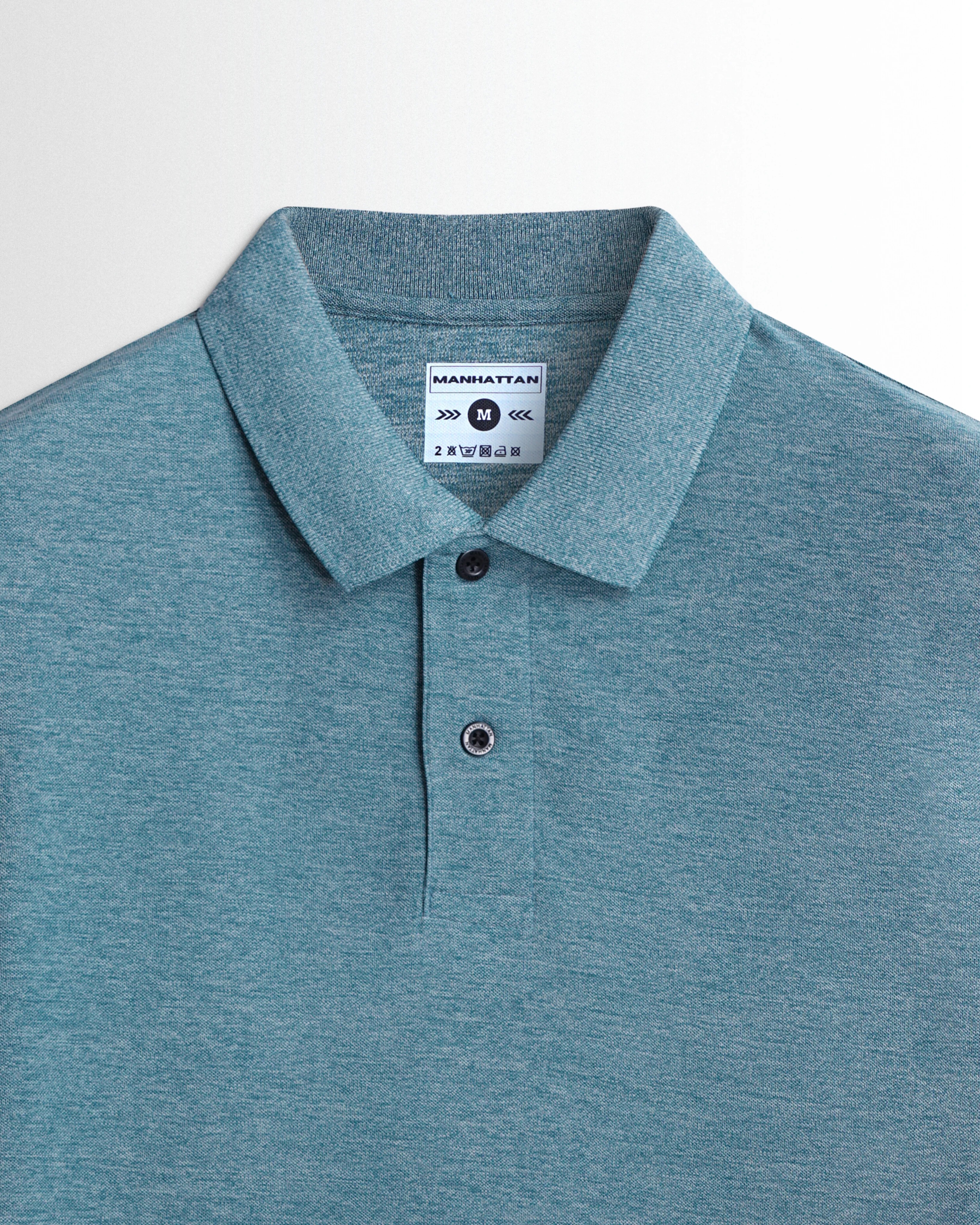 Active Wear Polo Full Sleeve Unisex Capri Blue Melange - Image 2