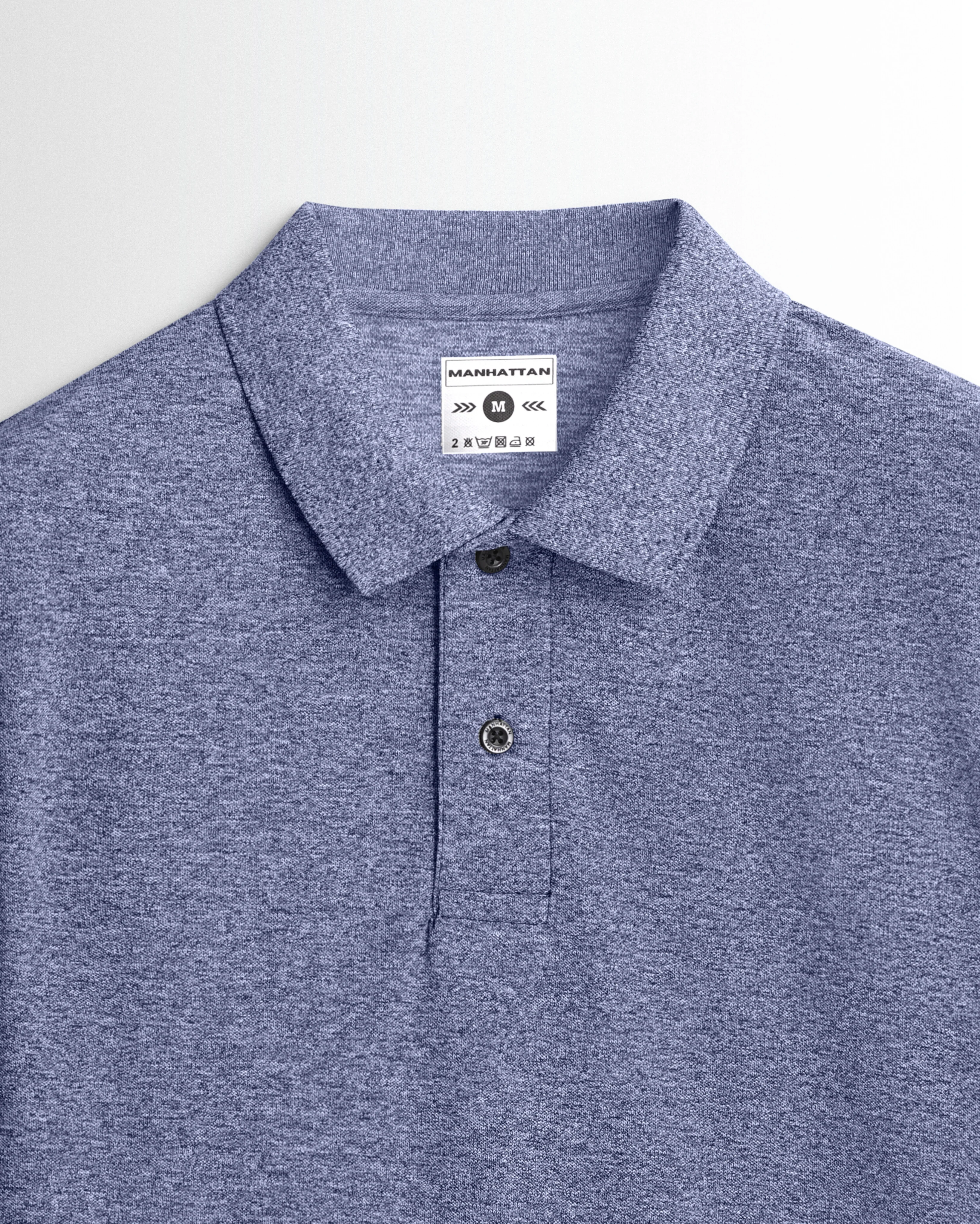 Active Wear Polo Full Sleeve Unisex Navy Melange - Image 2