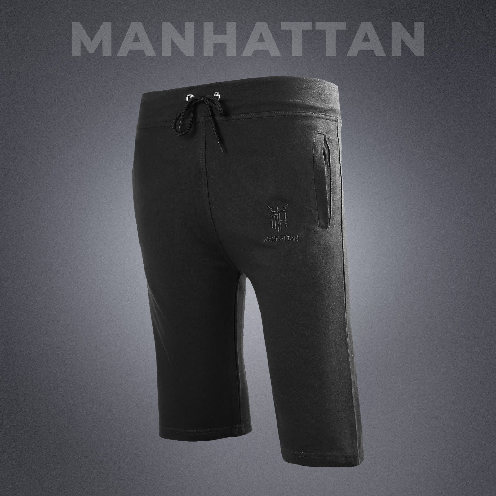 Premium Cotton Black 3/4 Shorts Regular Fit - Image 3