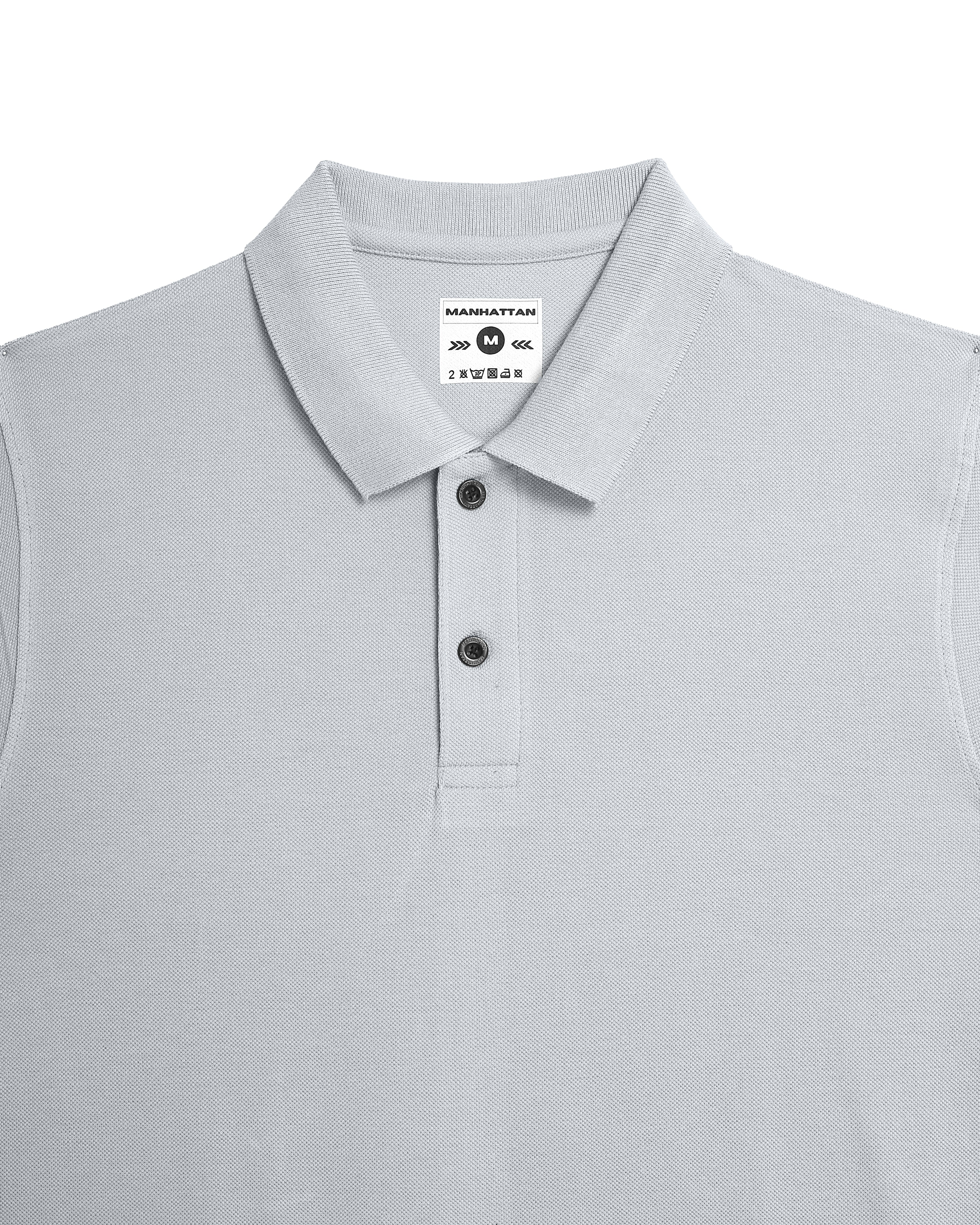 Pure Cotton Polo Plain T Shirts (Pearl Grey) Without Pocket - Image 3