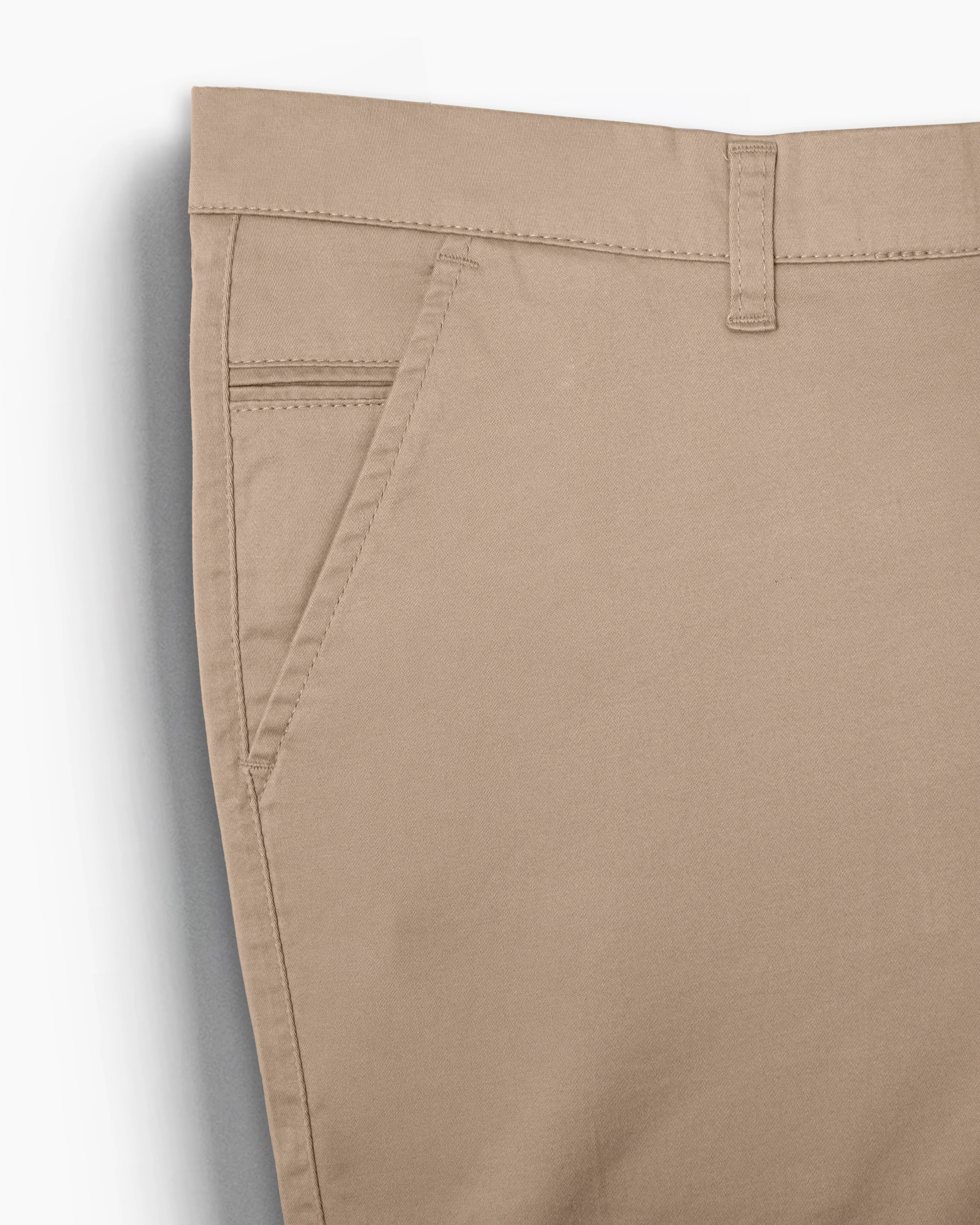 Cotton Casual Pants Beige Satin - Image 3