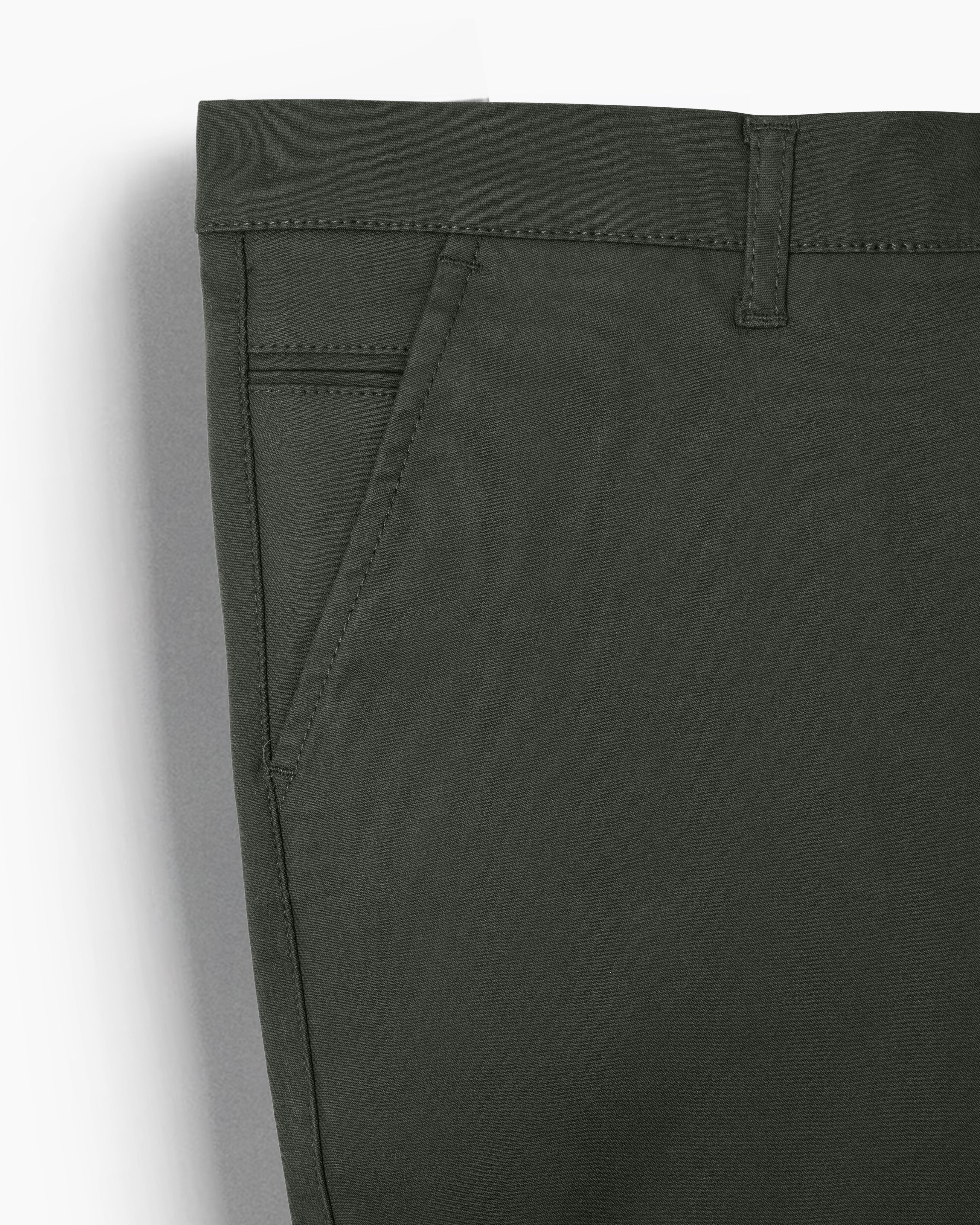 Cotton Casual Pants Dark Green Tussar - Image 3