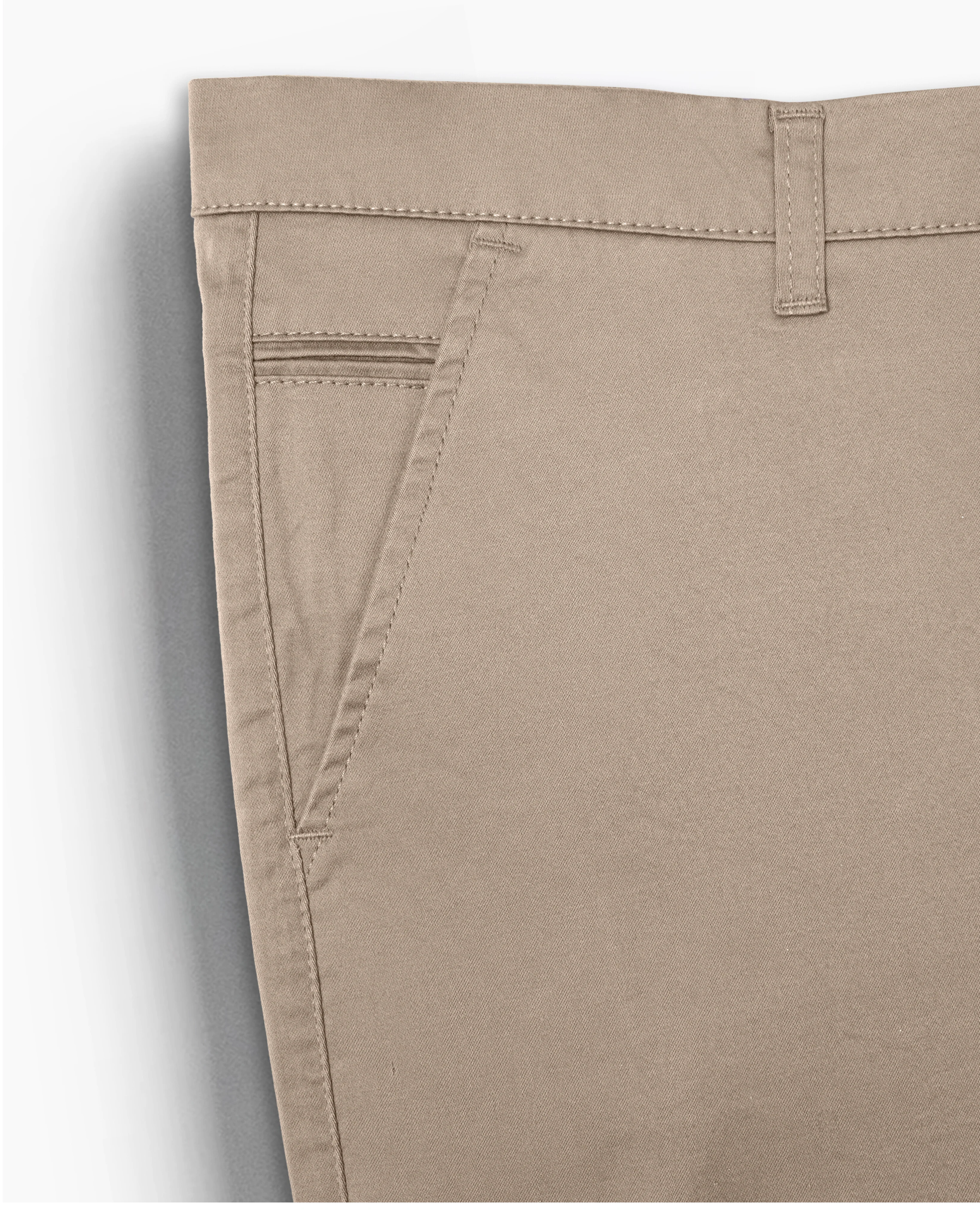 Cotton Casual Pants Khaki Satin - Image 3