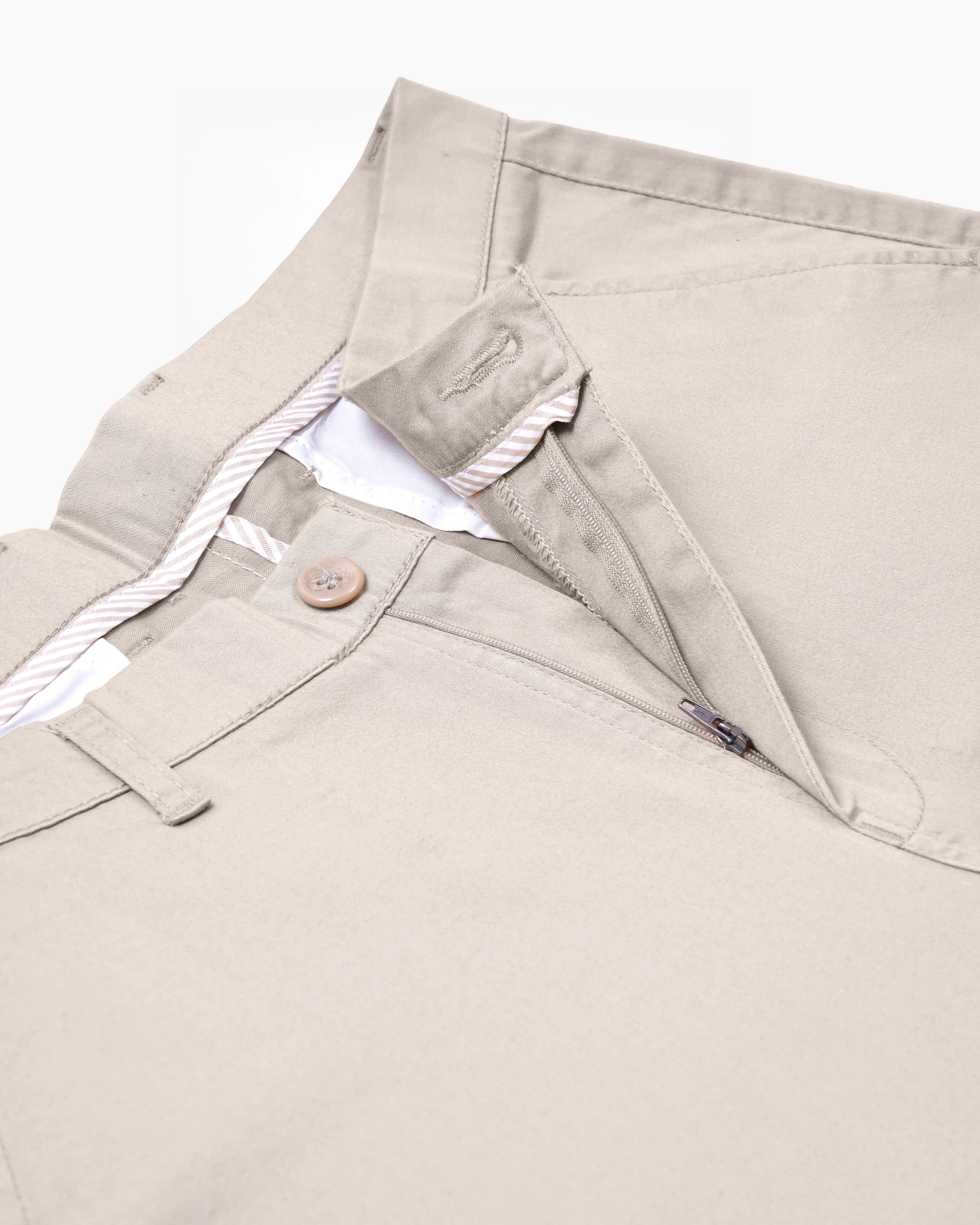 Cotton Casual Pants Light Cream Satin - Image 2