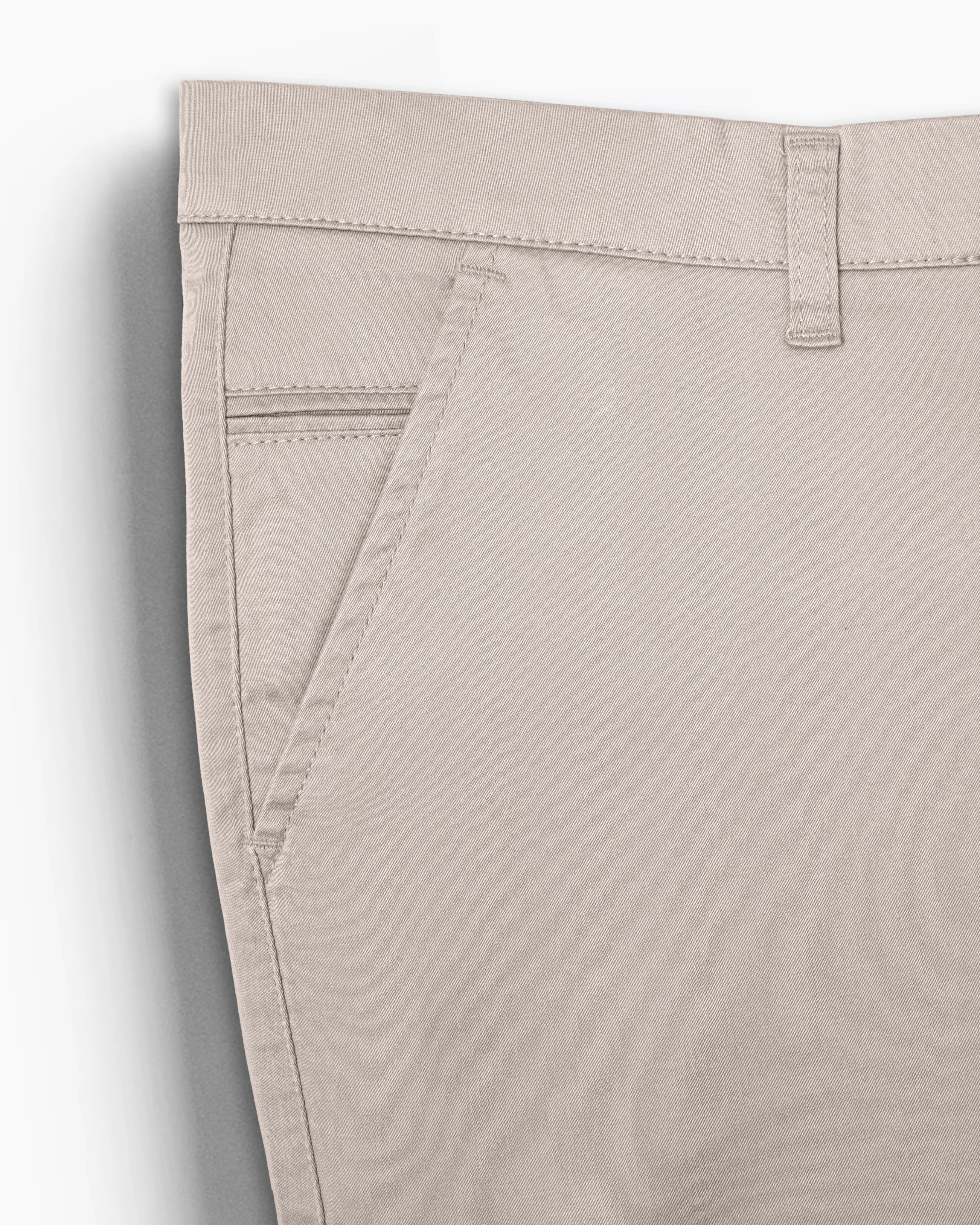 Cotton Casual Pants Light Cream Satin - Image 3