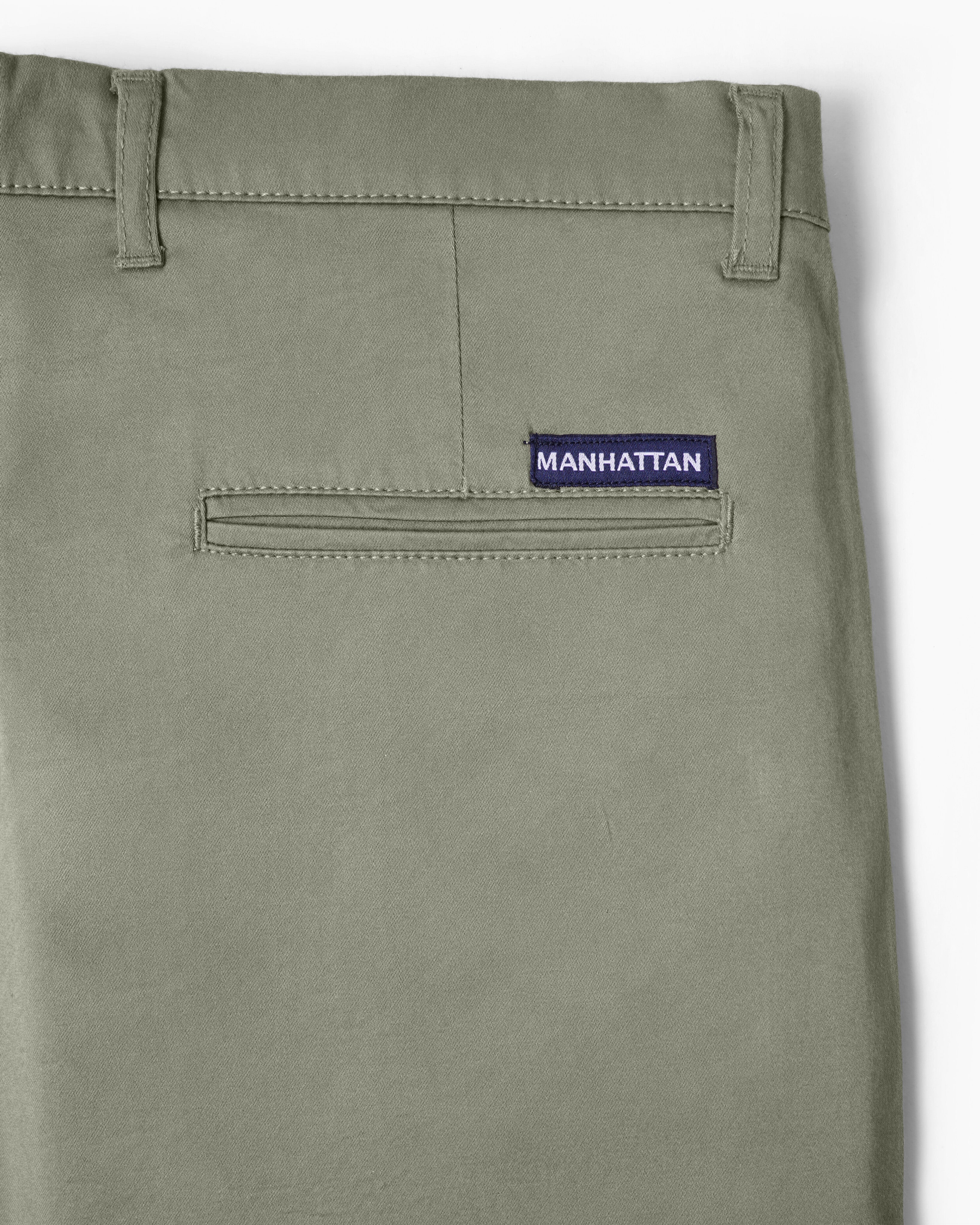 Cotton Casual Pants Light Green Satin - Image 4