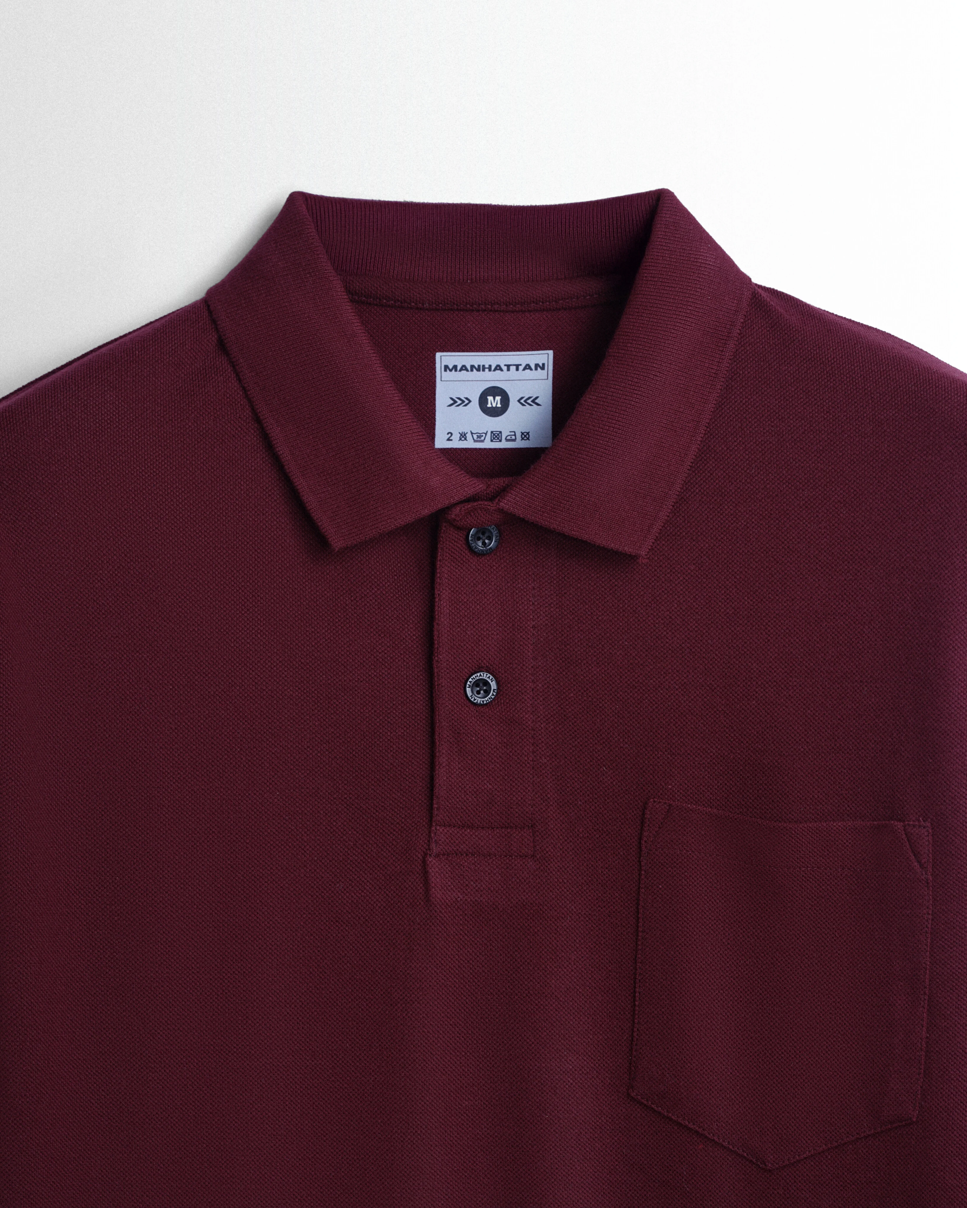 Cotton Polo Full Sleeve Pocket Unisex Maroon - Image 2