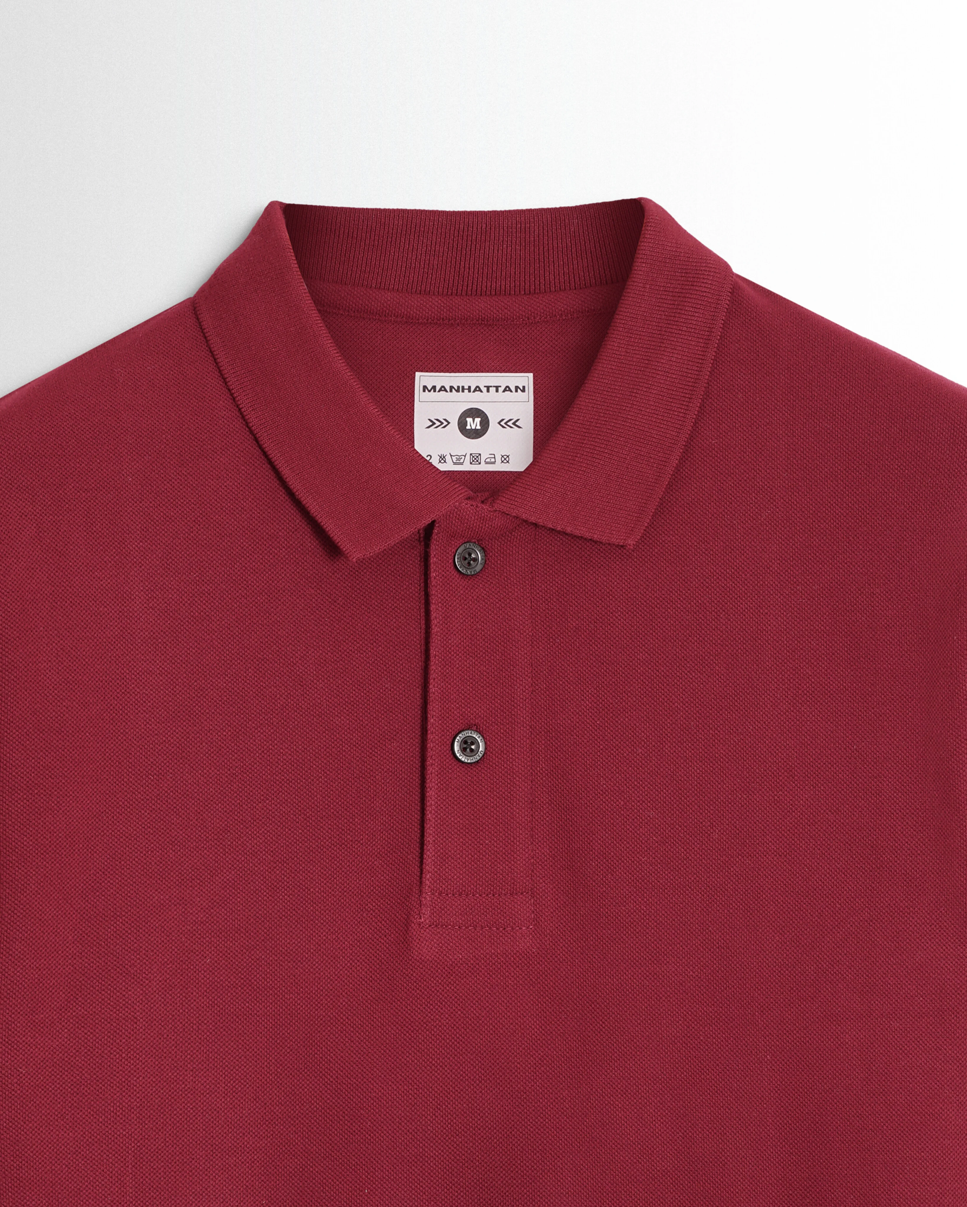 Cotton Polo Full Sleeve Unisex Burgundy Without Pocket - Image 2