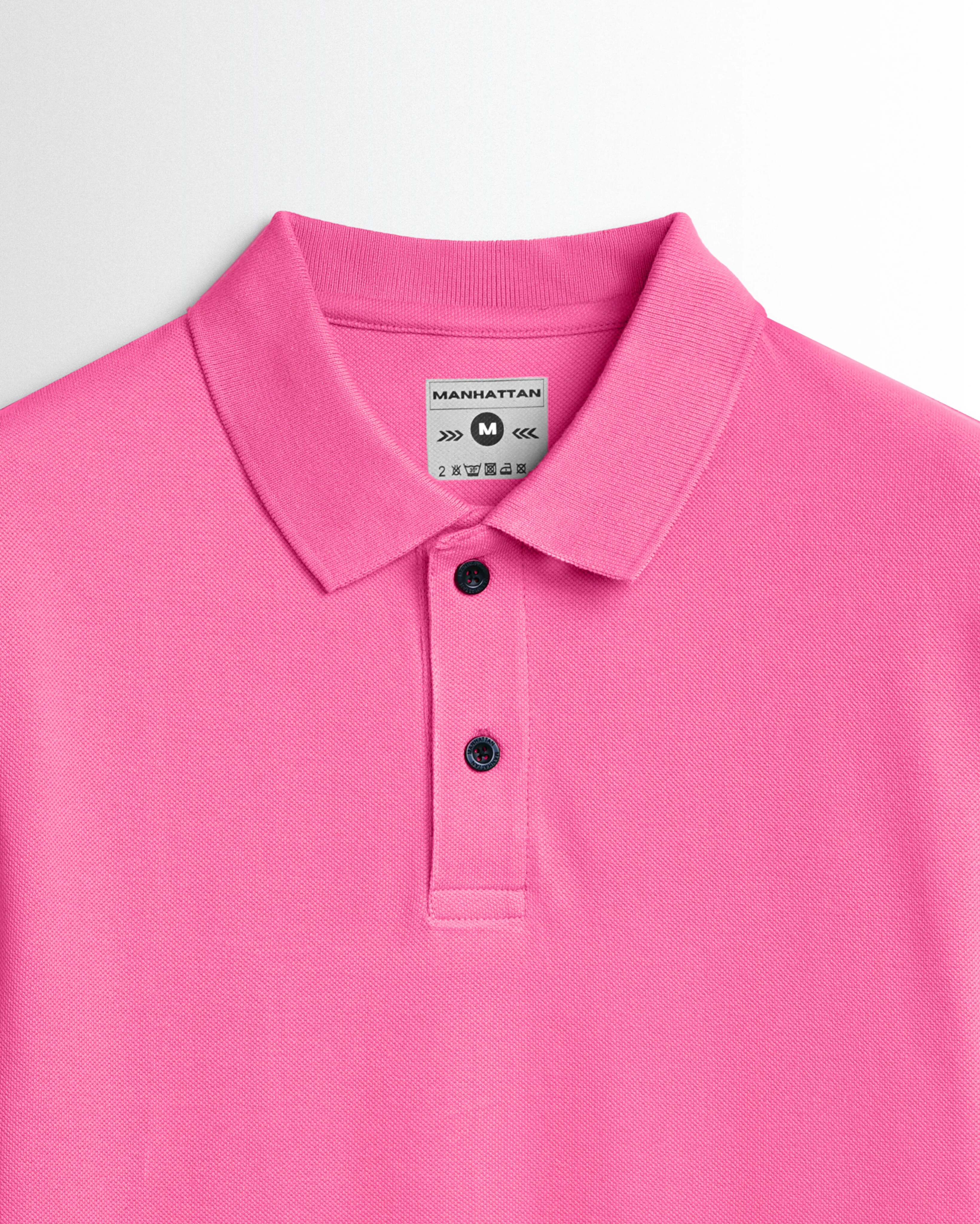Cotton Polo Full Sleeve Unisex Dark Pink Without Pocket - Image 2