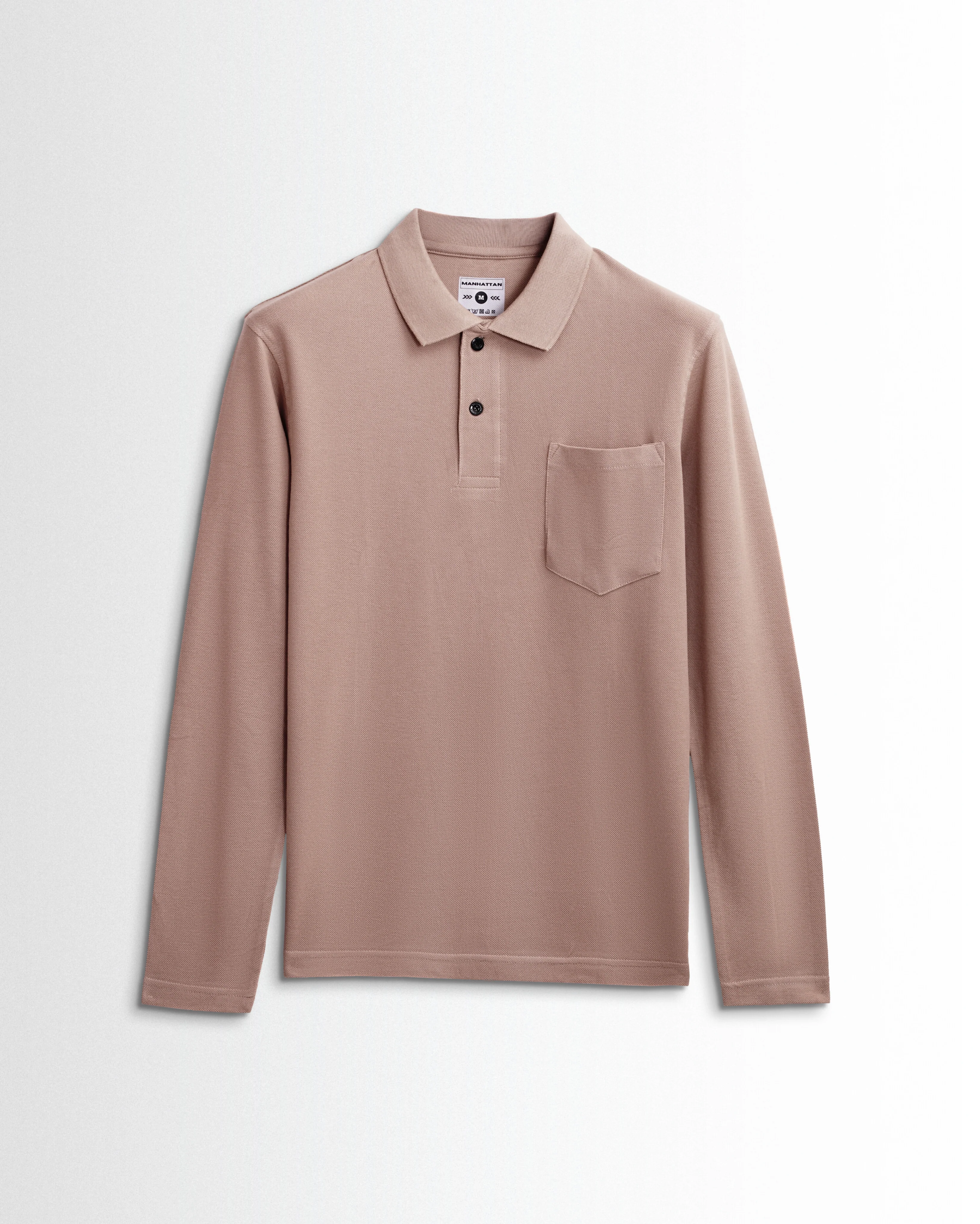 Cotton Polo Full Sleeve Unisex Dusty Pink Pocket