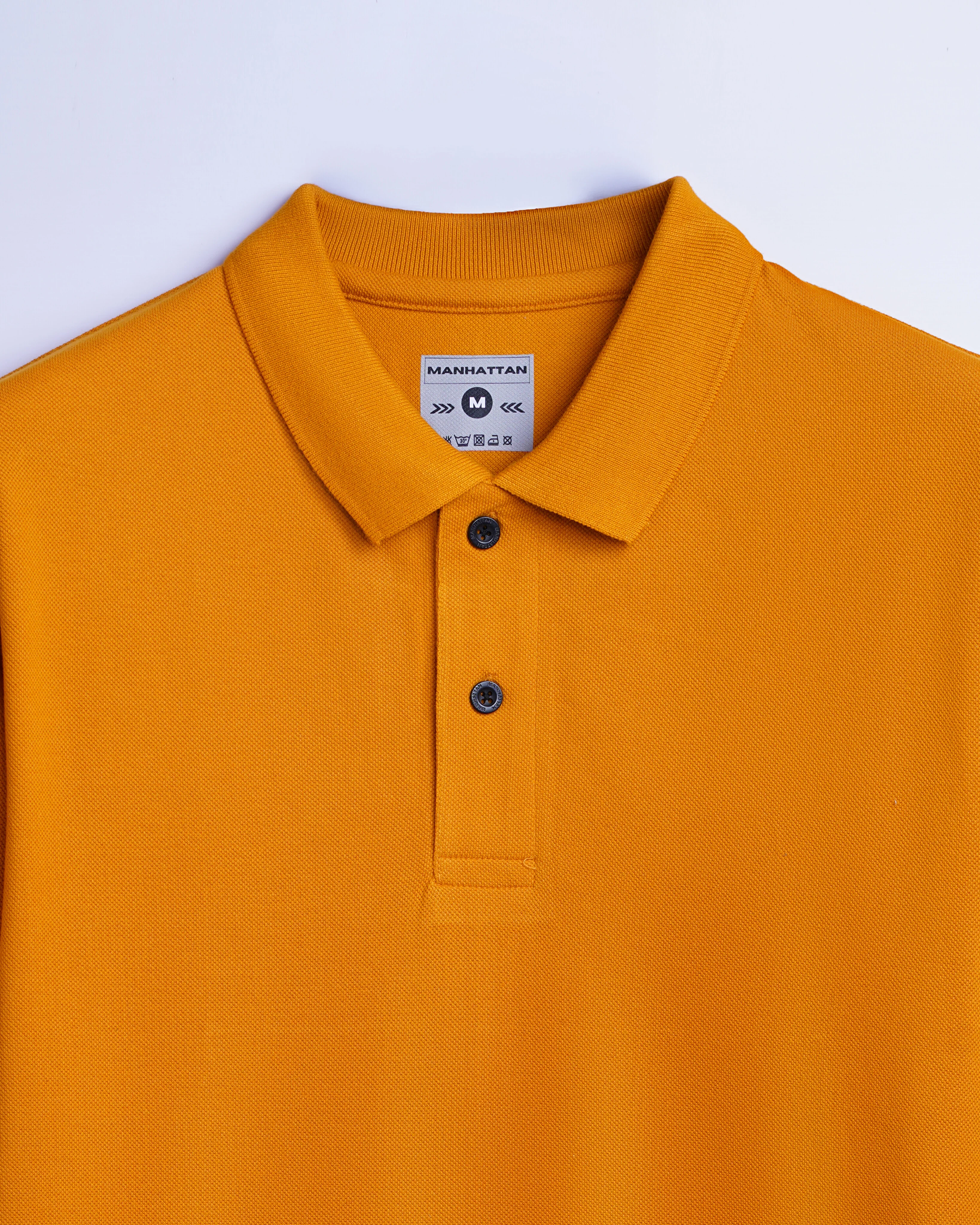 Cotton Polo Full Sleeve Unisex Golden Mustard Without Pocket - Image 2