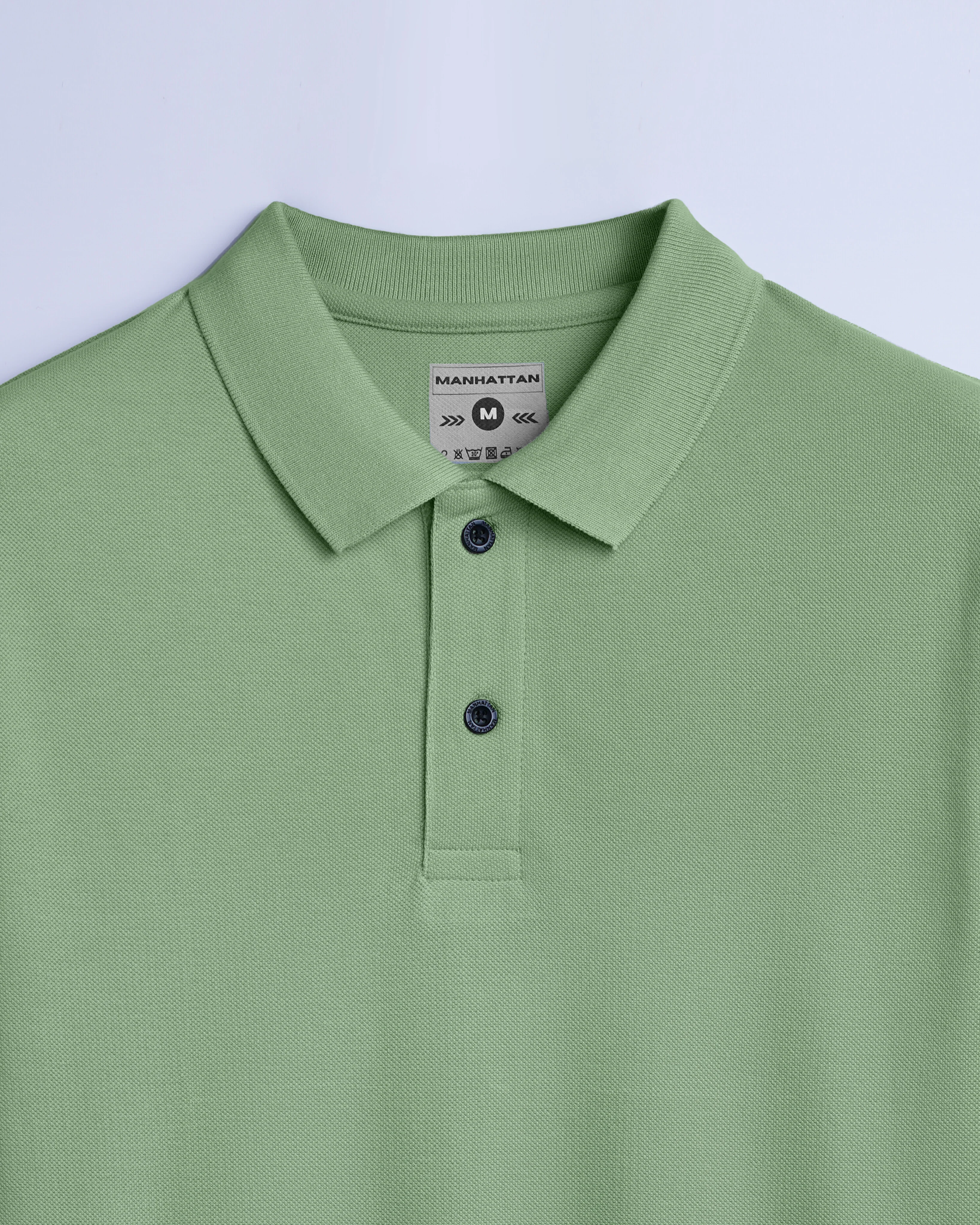 Cotton Polo Full Sleeve Unisex Light Pista Without Pocket - Image 2