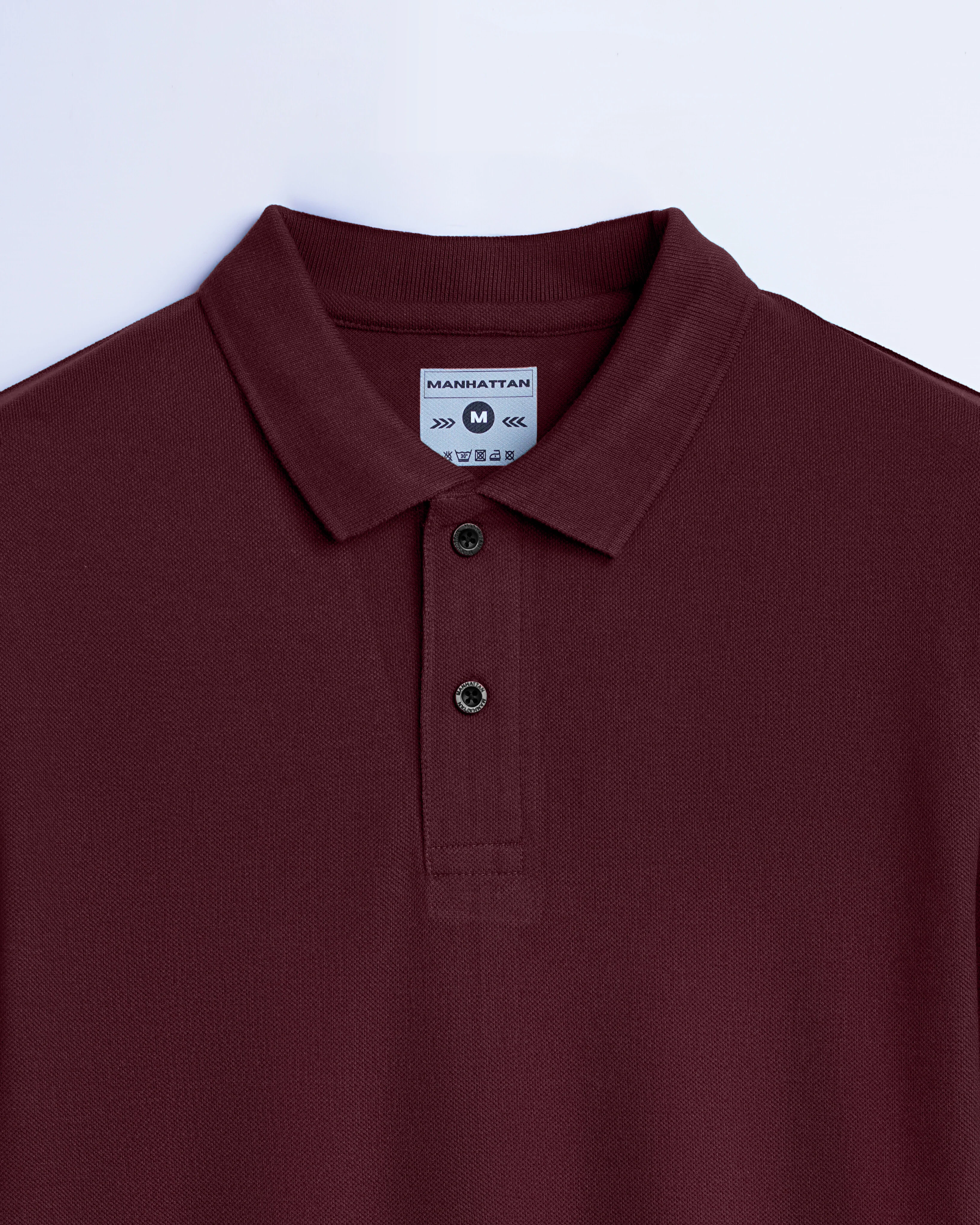 Cotton Polo Full Sleeve Unisex Maroon Without Pocket - Image 2