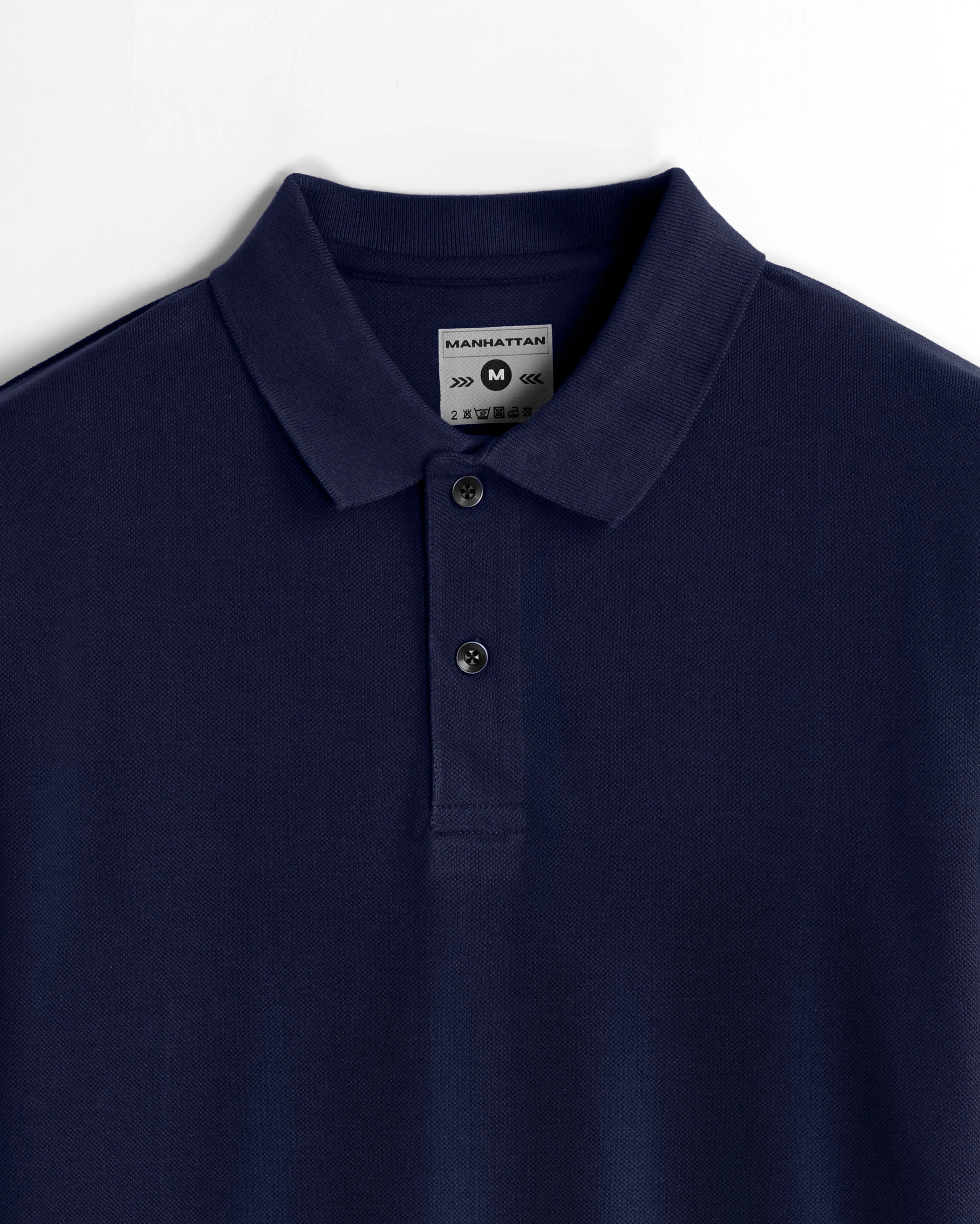 Cotton Polo Full Sleeve Unisex Navy Without Pocket - Image 2