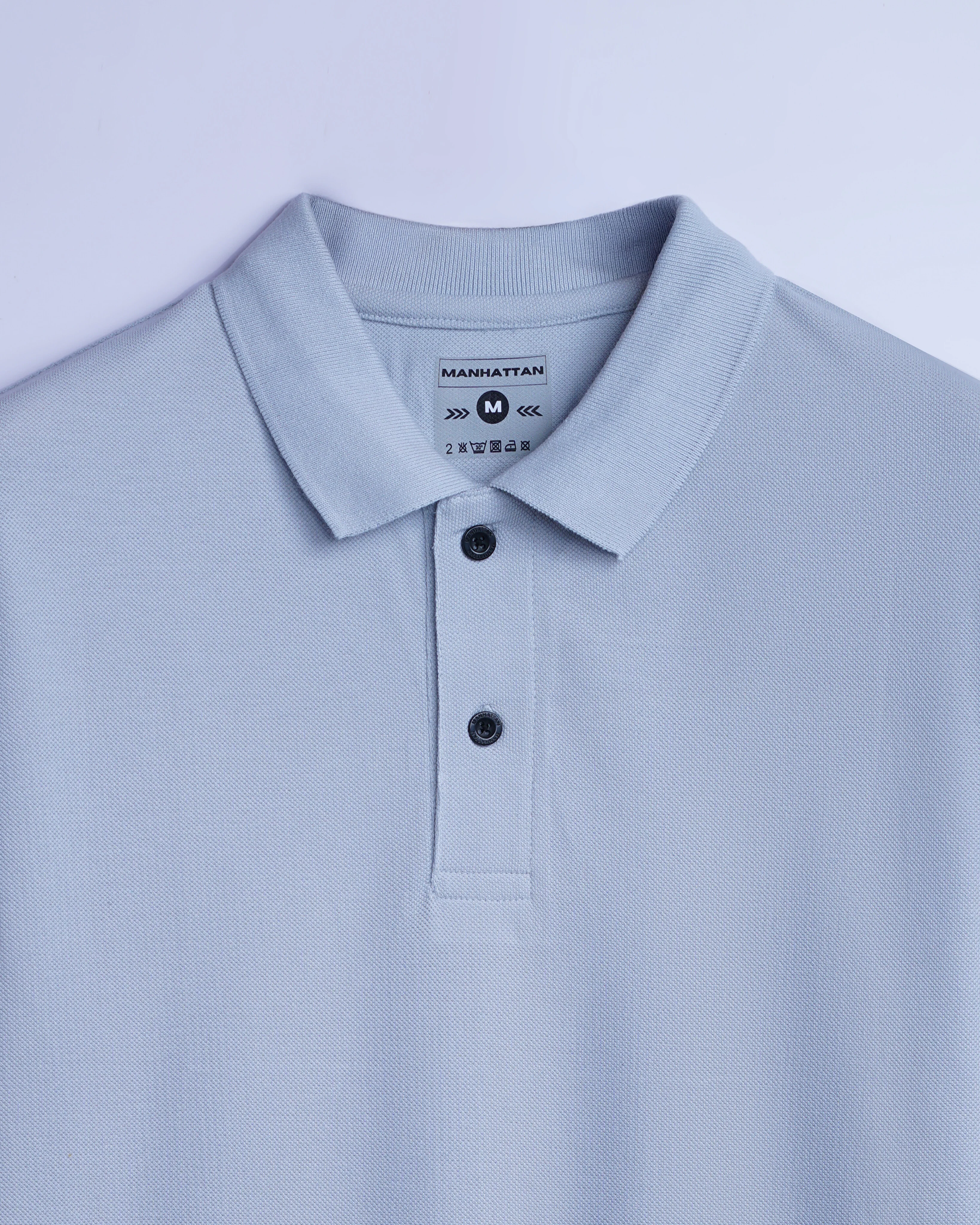 Cotton Polo Full Sleeve Unisex Pearl Grey Without Pocket - Image 2