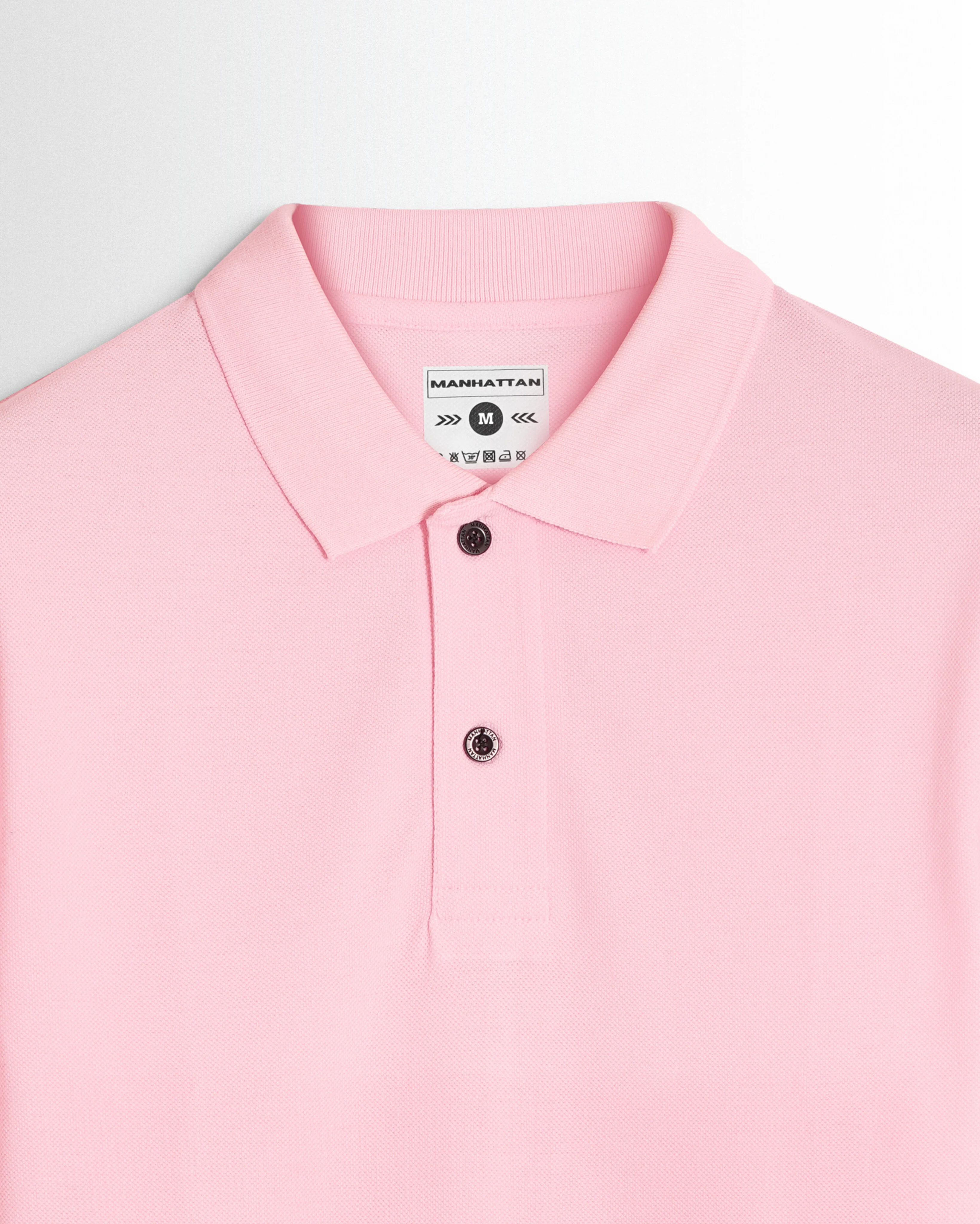 Cotton Polo Full Sleeve Unisex Pearl Pink Without Pocket - Image 2