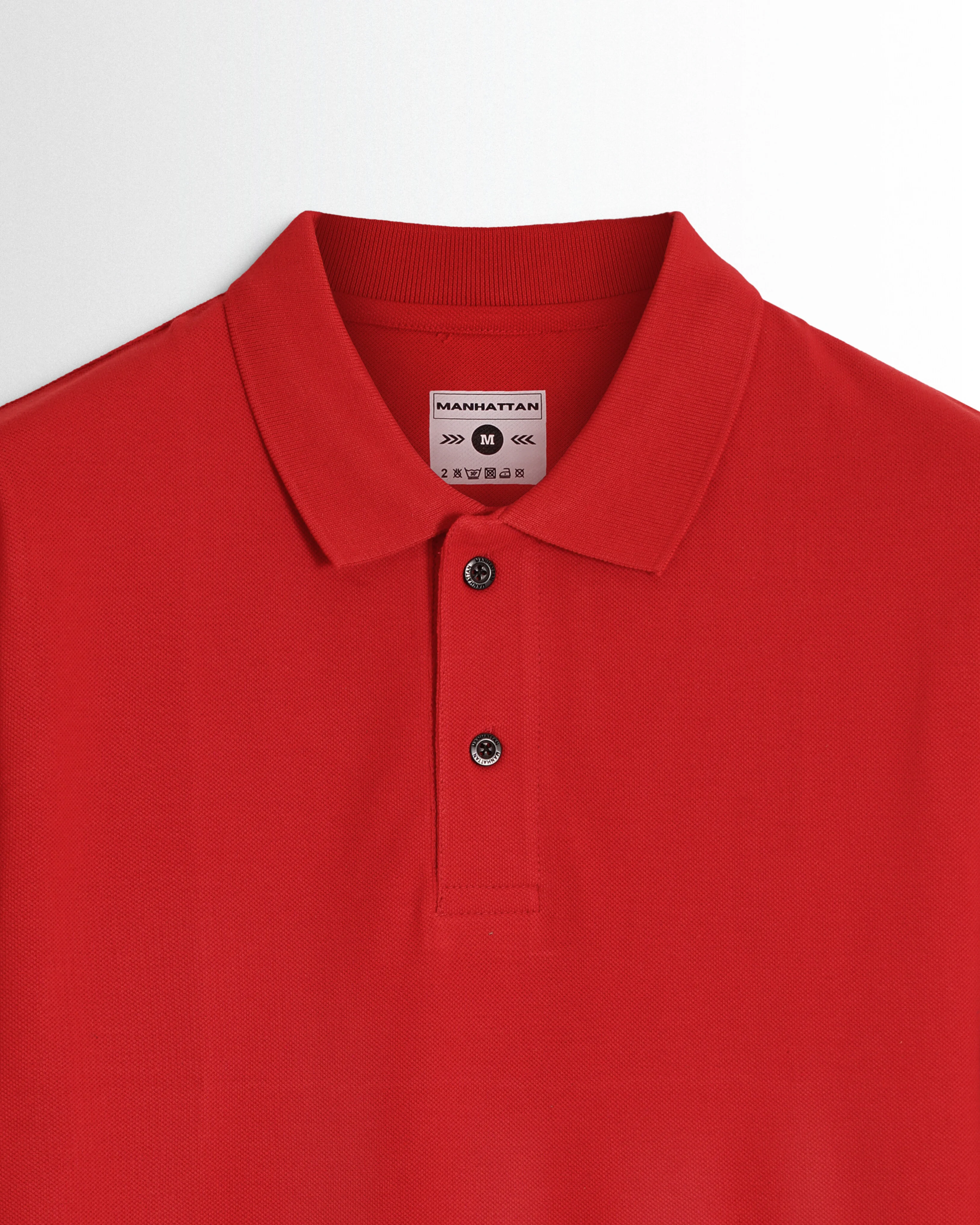 Cotton Polo Full Sleeve Unisex Red Without Pocket - Image 2