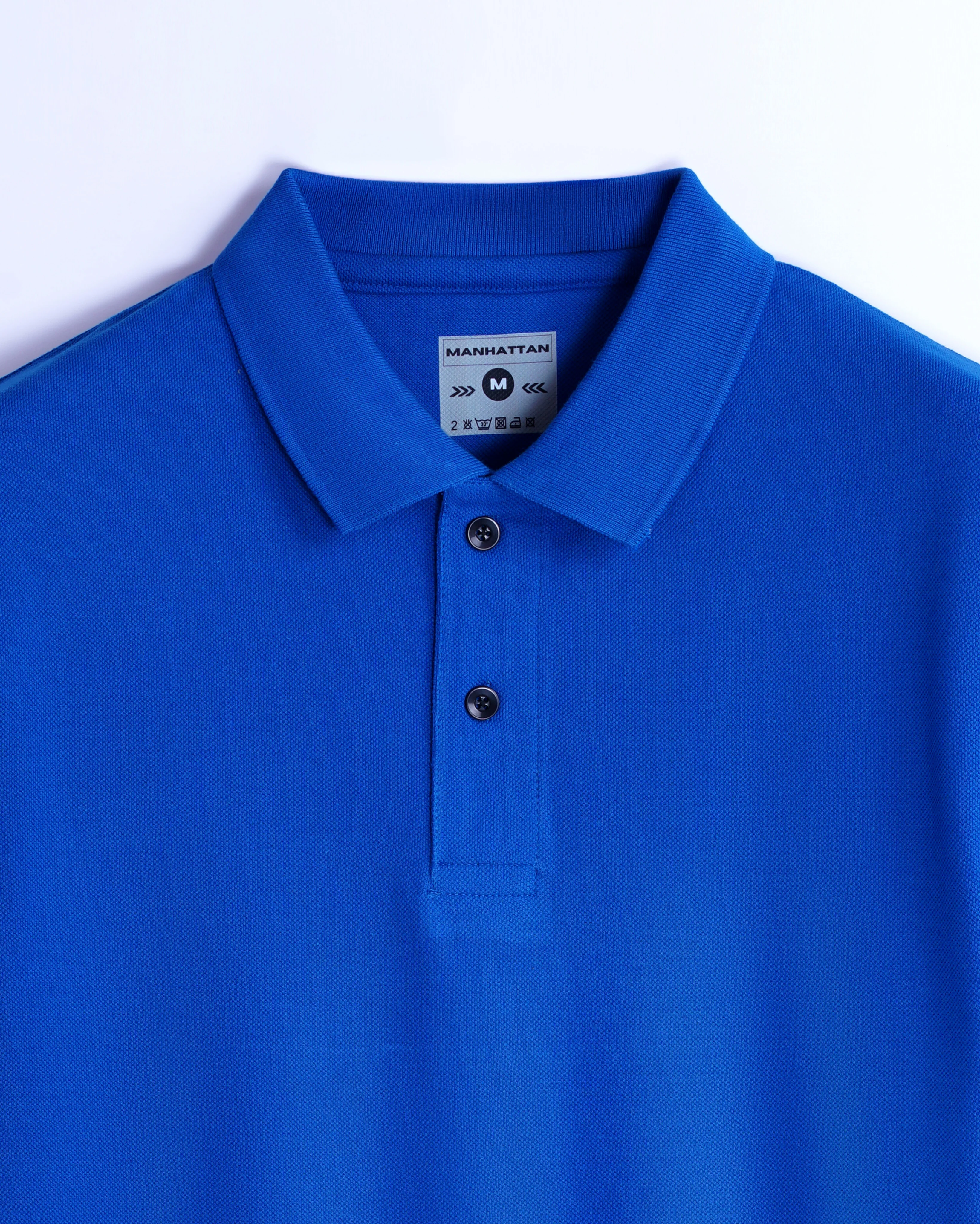 Cotton Polo Full Sleeve Unisex Royal Blue Without Pocket - Image 2
