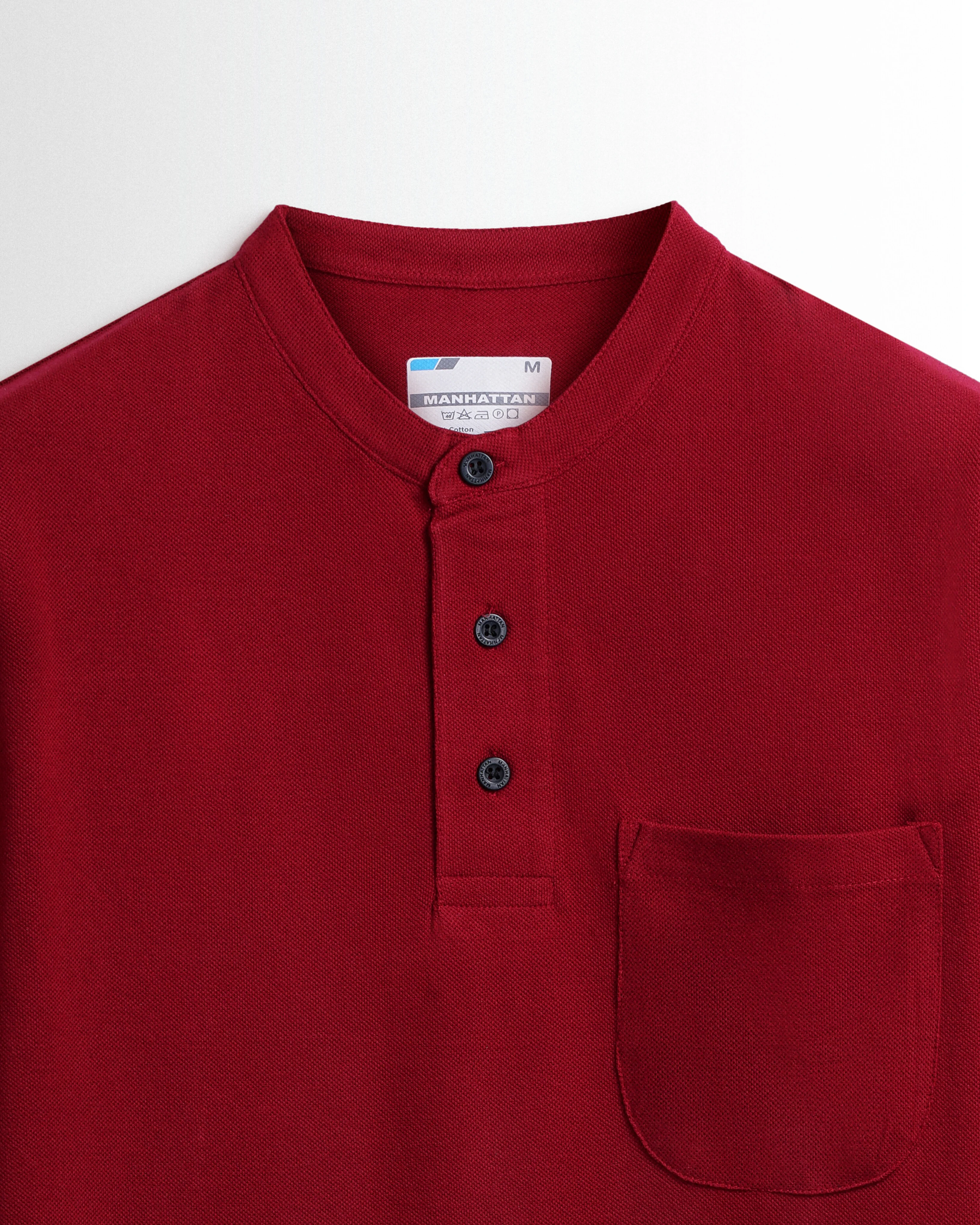 Henley Pocket Full Sleeve Burgundy - Image 2