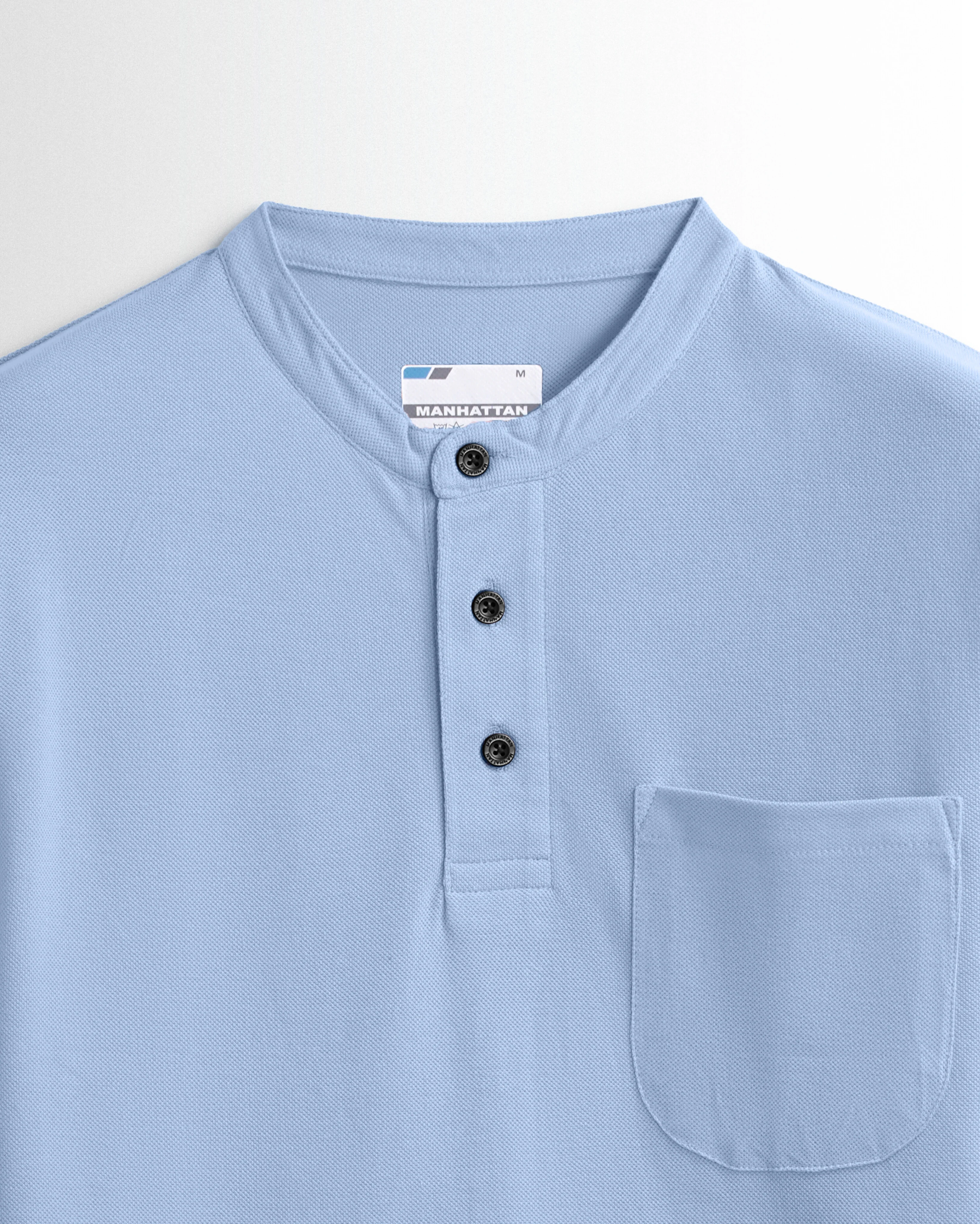 Henley Pocket Full Sleeve Sky Blue - Image 2