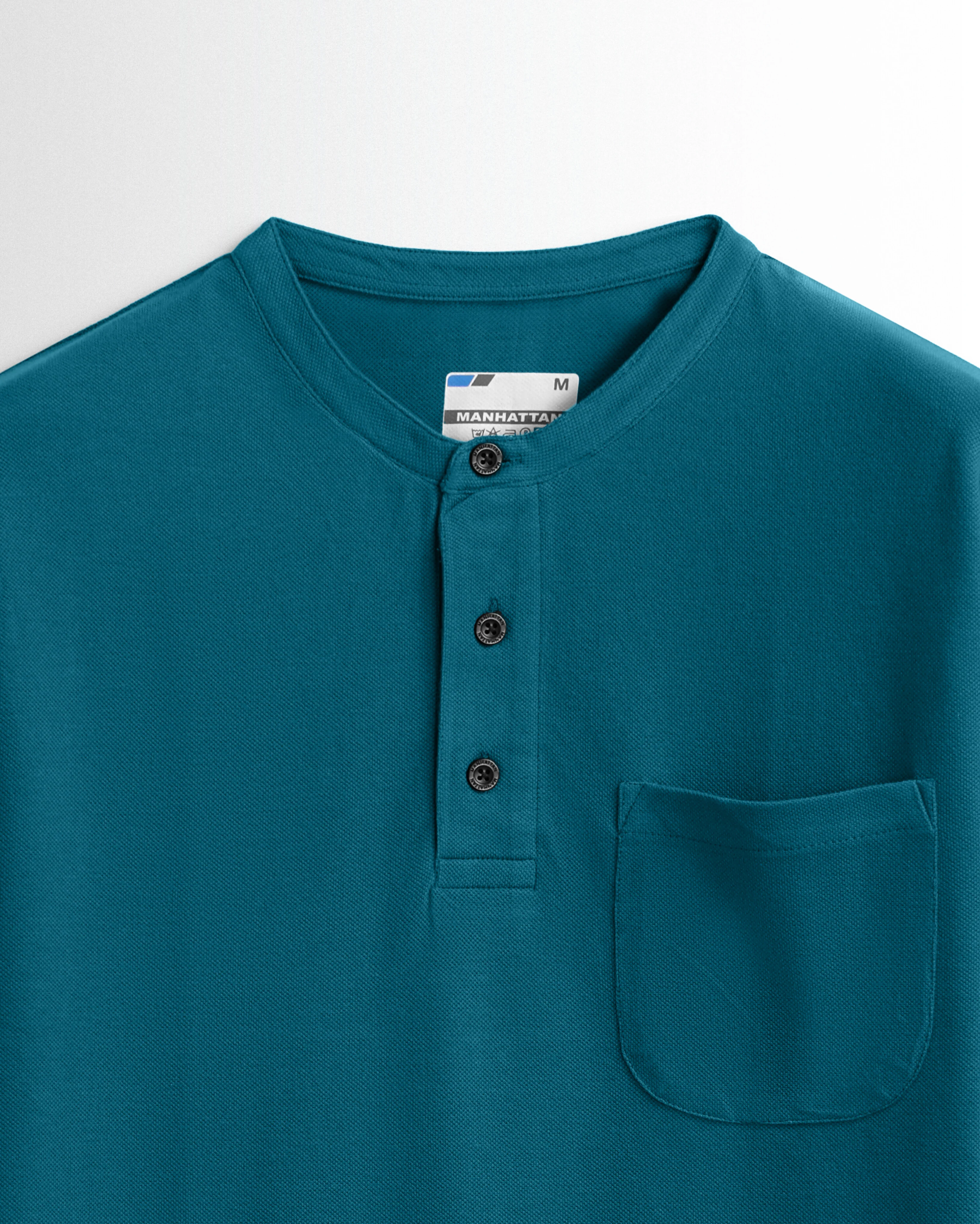 Henley Pocket Full Sleeve Teal Green - Image 2