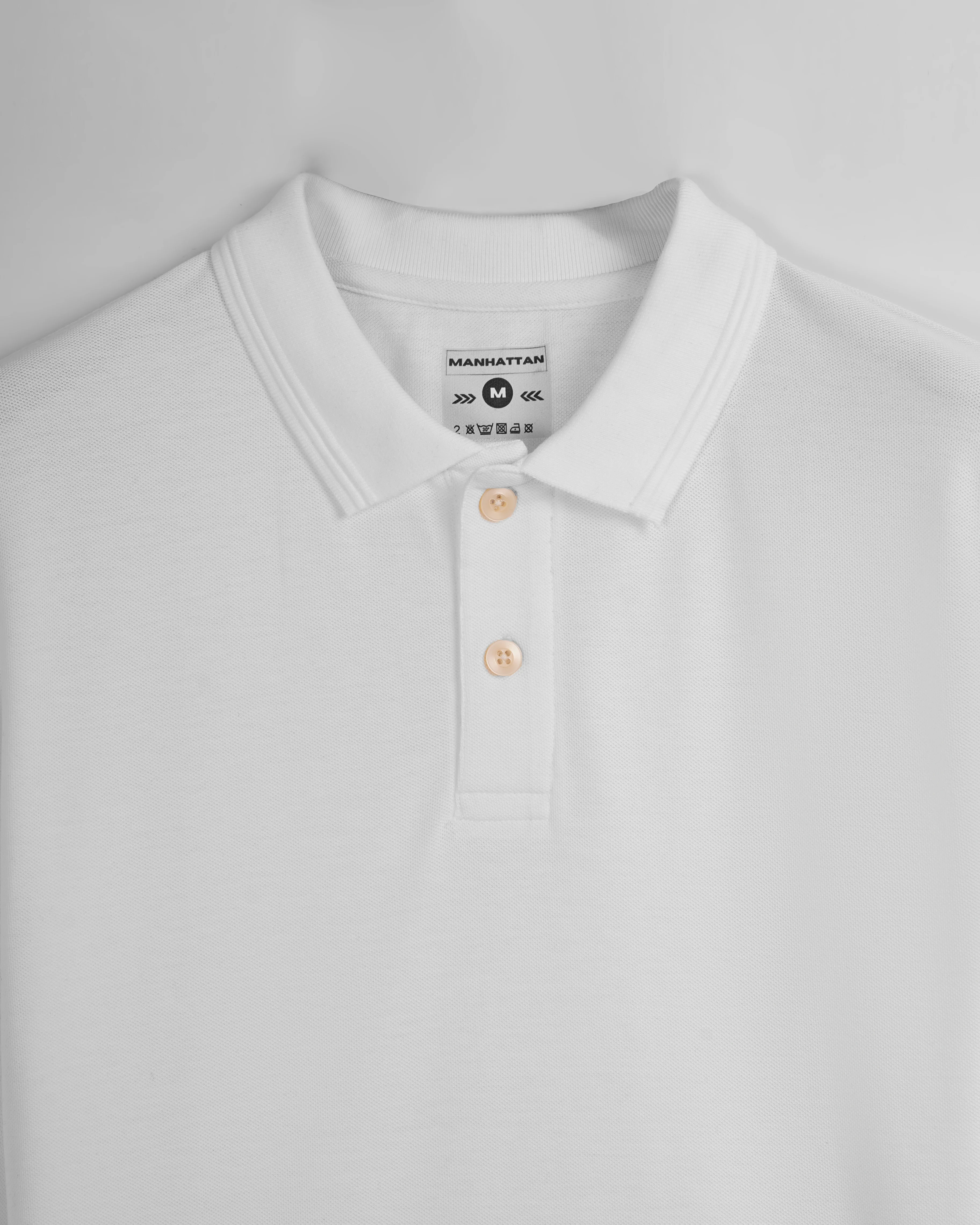Polo Full Sleeve Unisex White Without Pocket - Image 2