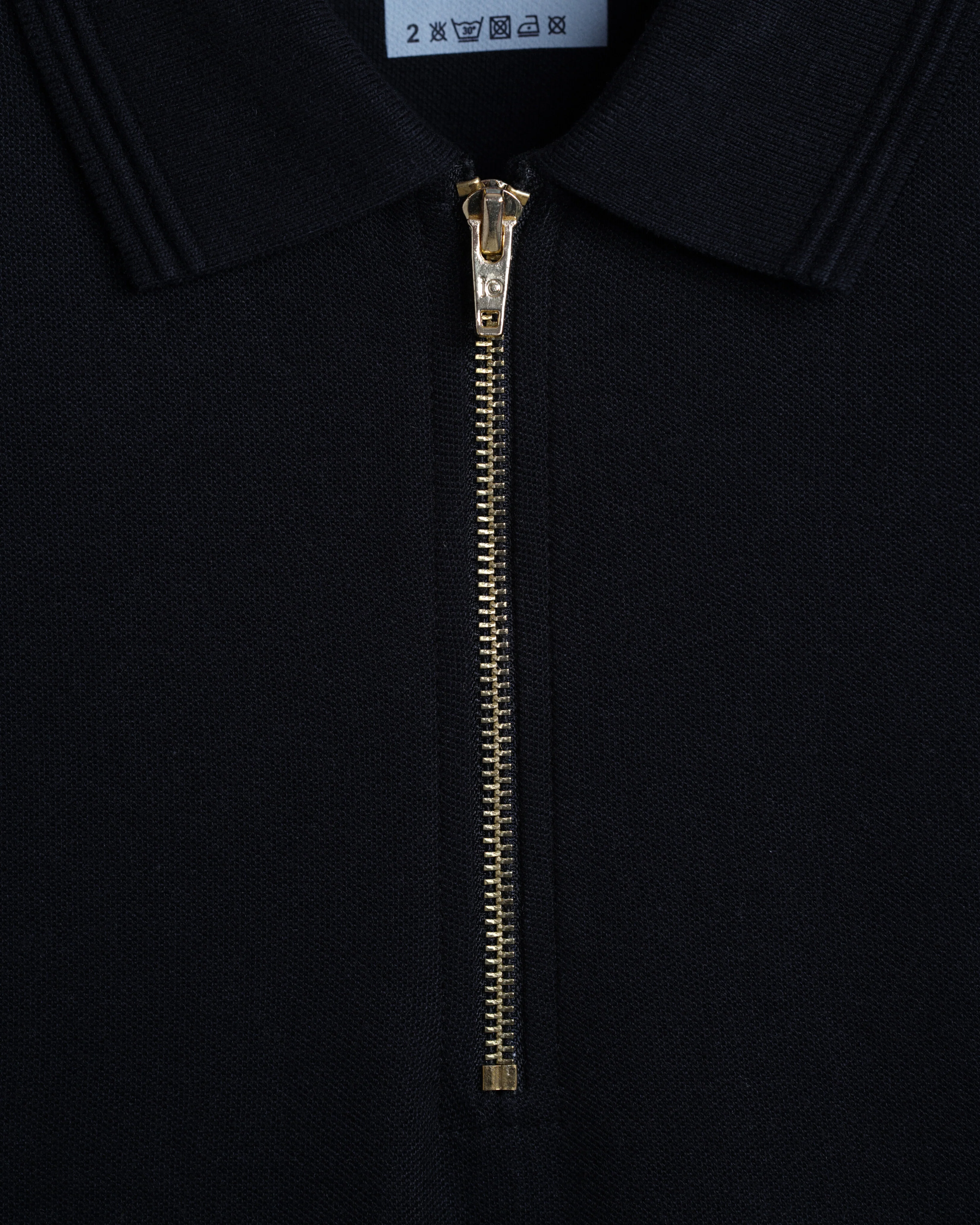 Polo Full Sleeve Zipper Black Unisex - Image 3