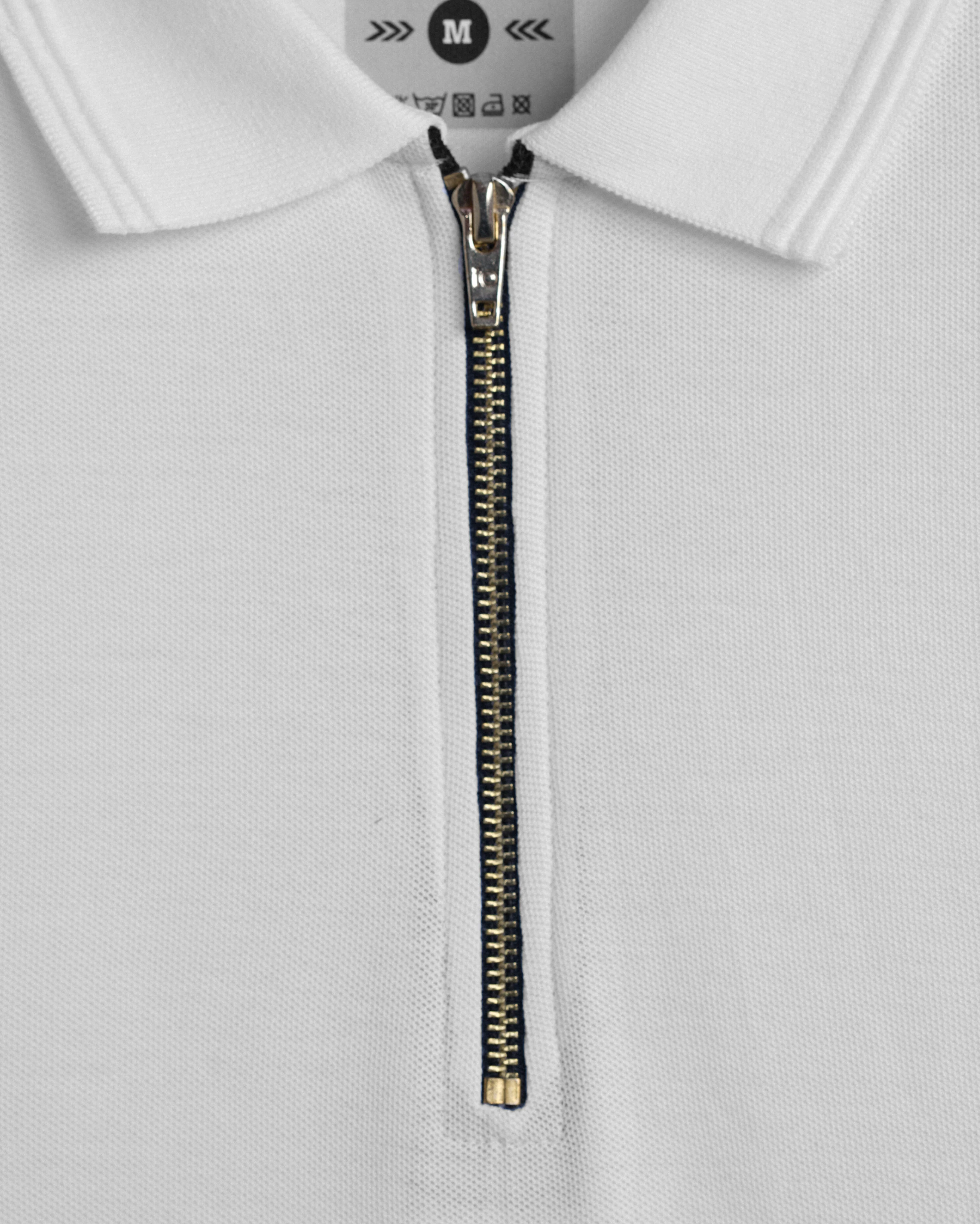 Polo Full Sleeve Zipper White Unisex - Image 3