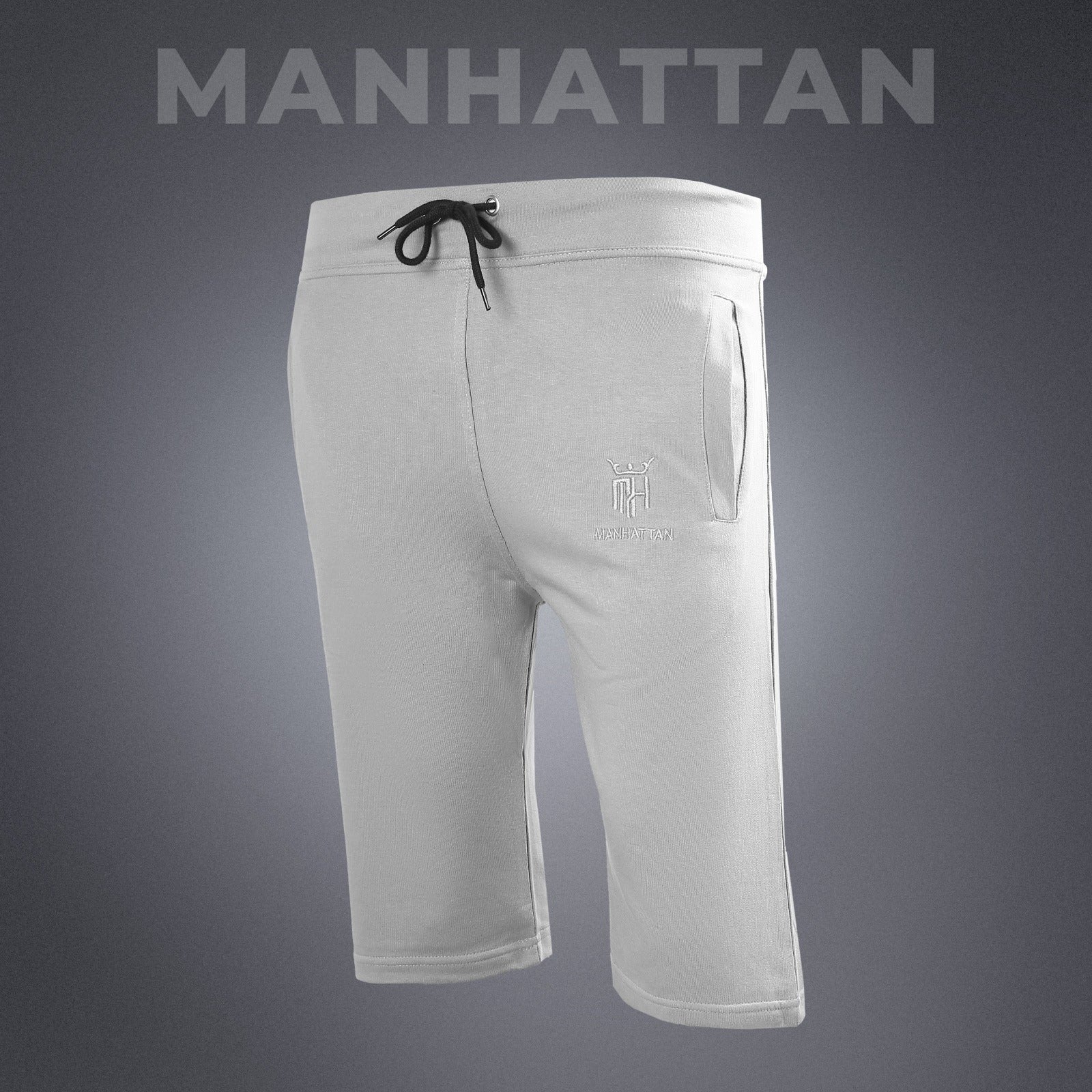 Premium Cotton Cement Grey 3/4 Shorts Regular Fit - Image 3