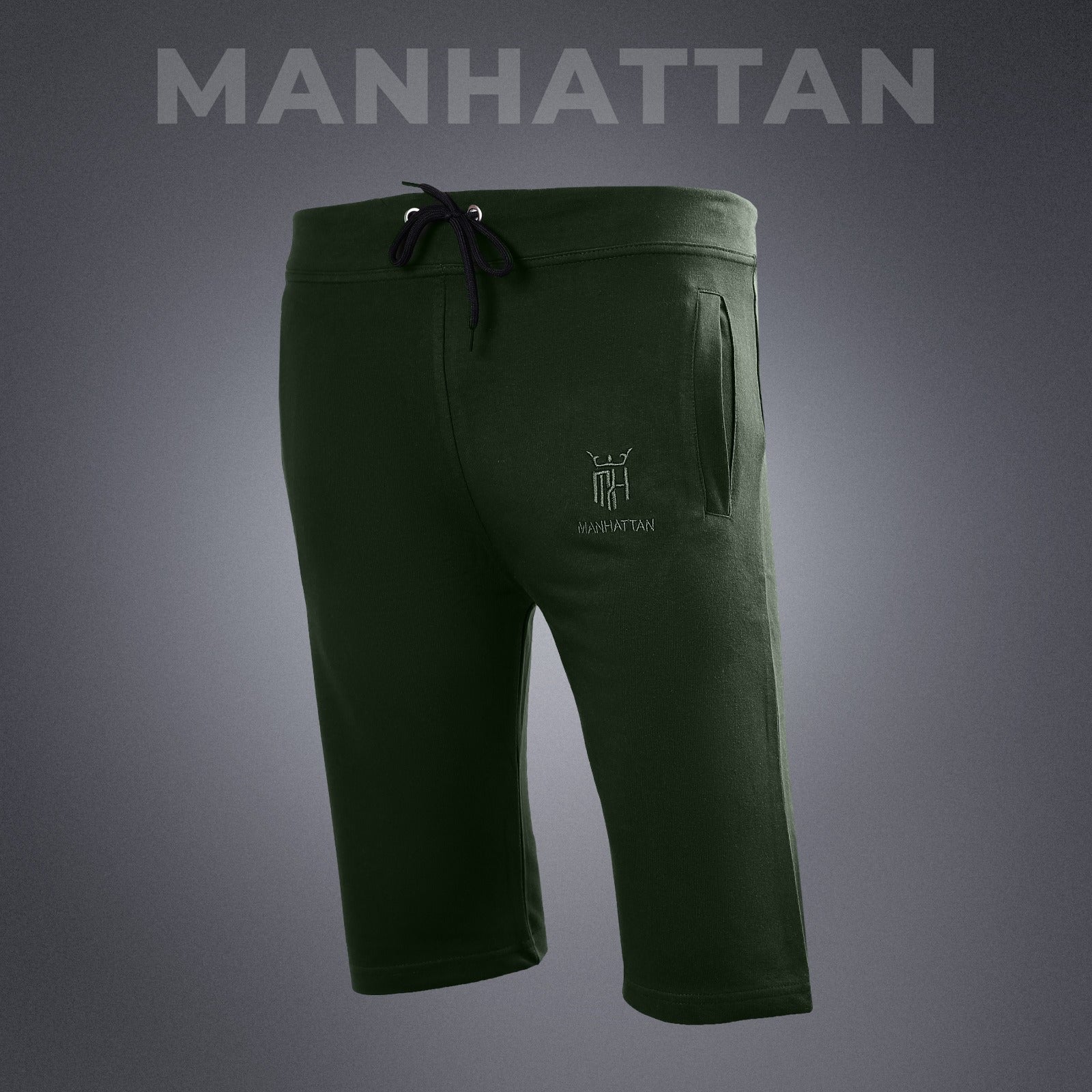 Premium Cotton Military Green 3/4 Shorts Regular Fit - Image 3