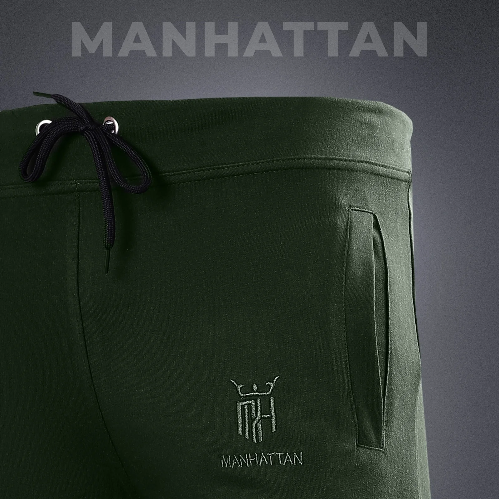 Premium Cotton Military Green 3/4 Shorts Regular Fit - Image 4