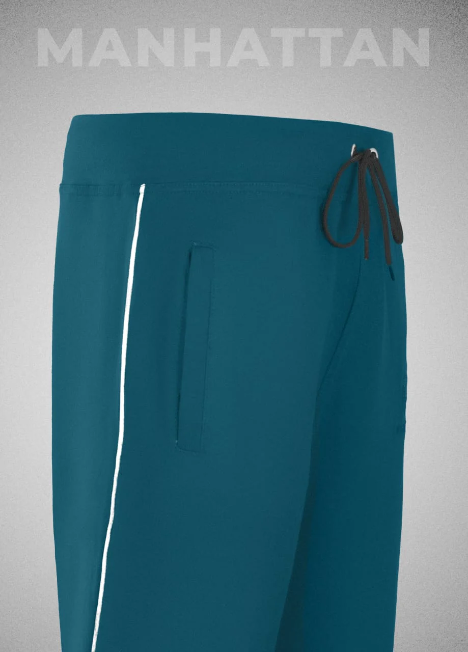 Premium Cotton Teal Blue Track Pant Regular Fit - Image 3