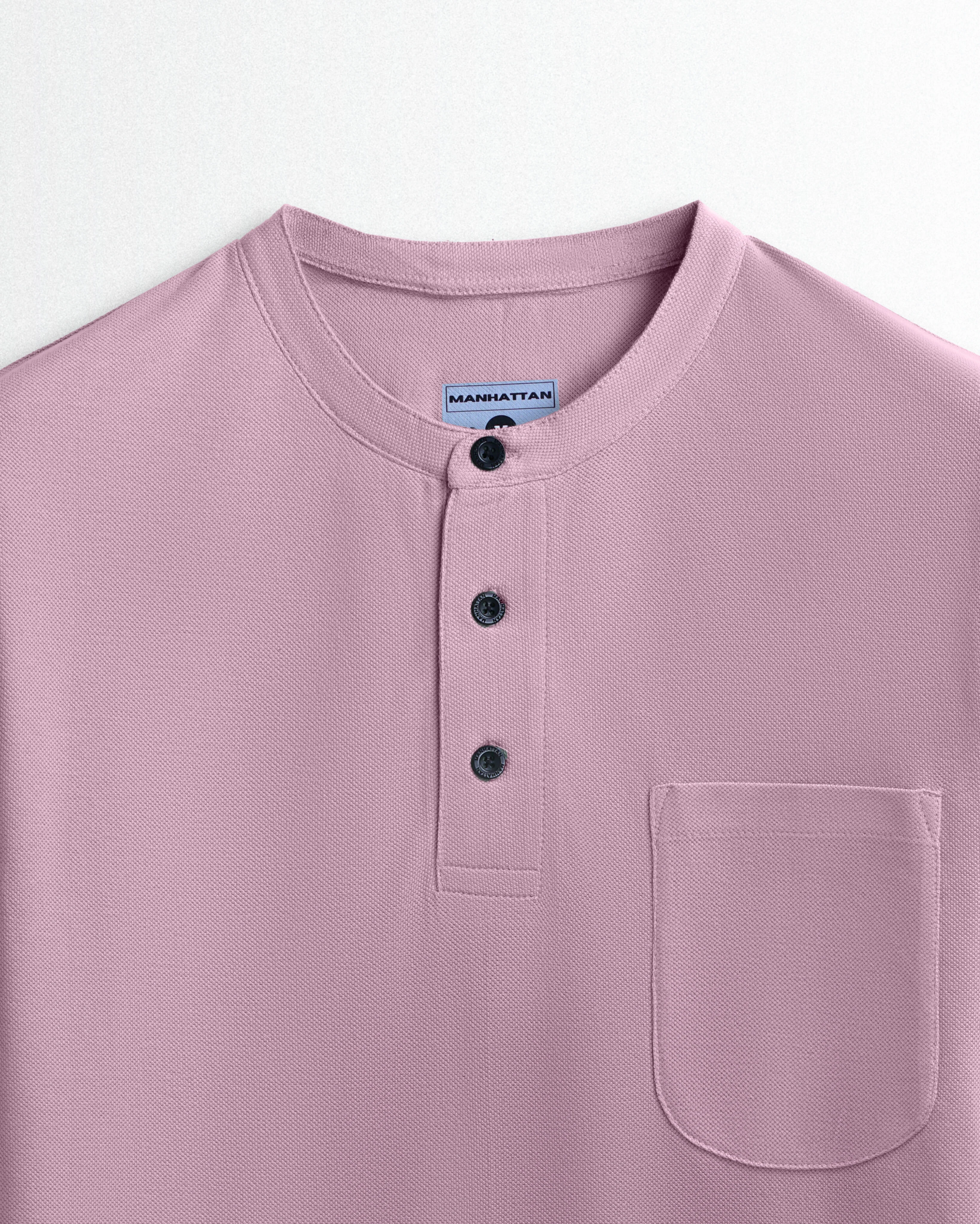 Pure Cotton Henley Pocket T shirts (Soft Berry) - Image 2
