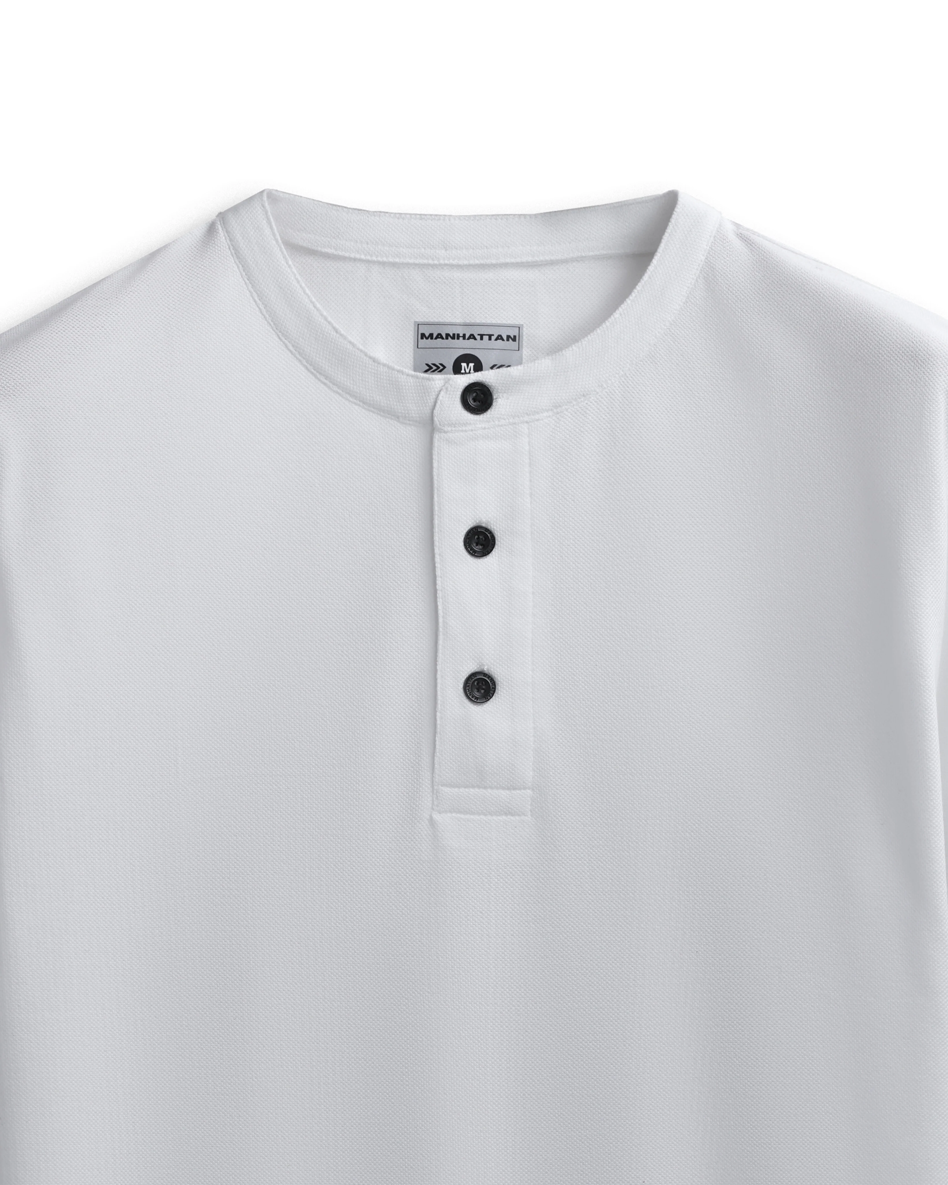 Pure Cotton Henley Without Pocket T Shirt (White) - Image 2