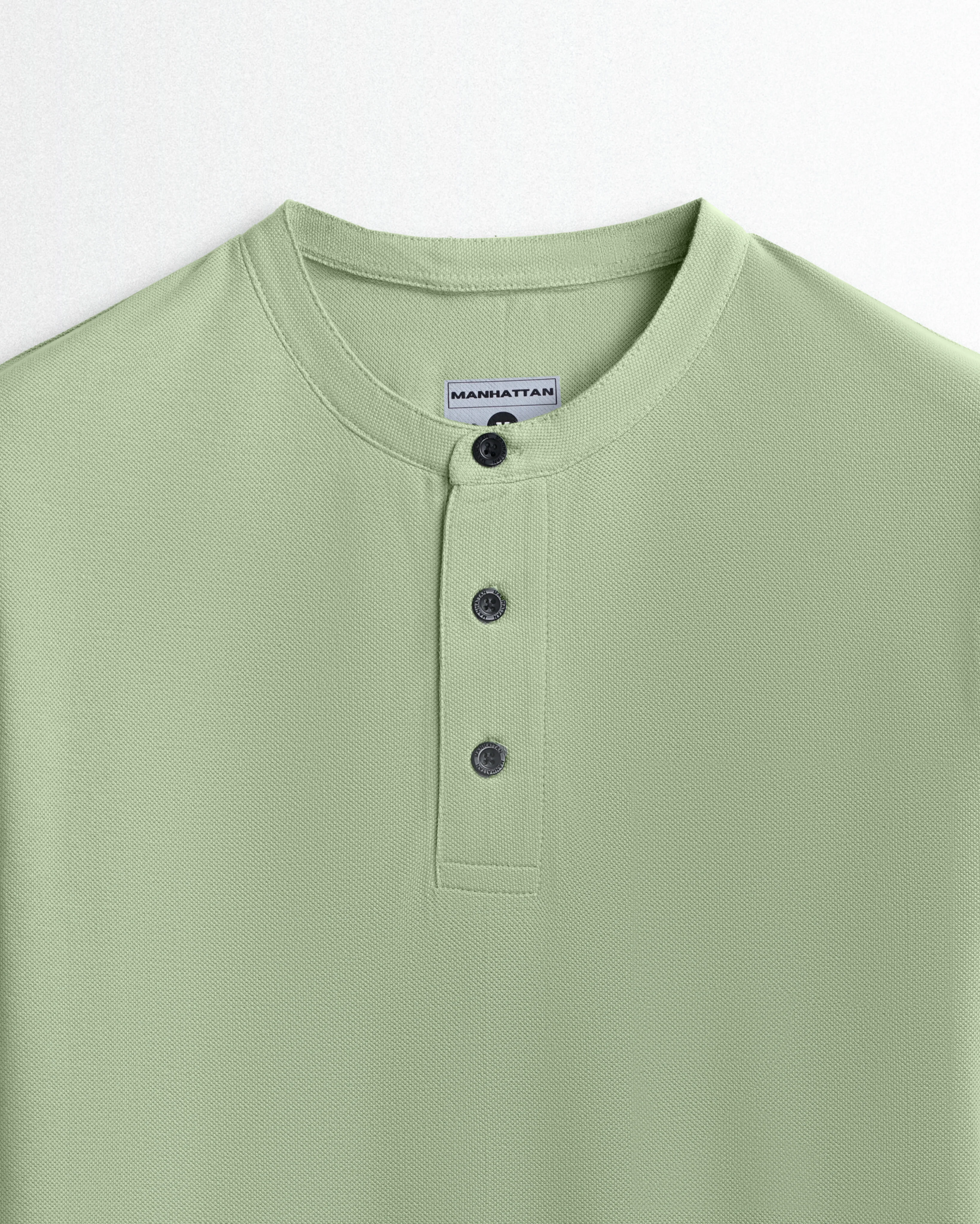 Pure Cotton Henley Without Pocket T Shirts (Light Pista) - Image 2