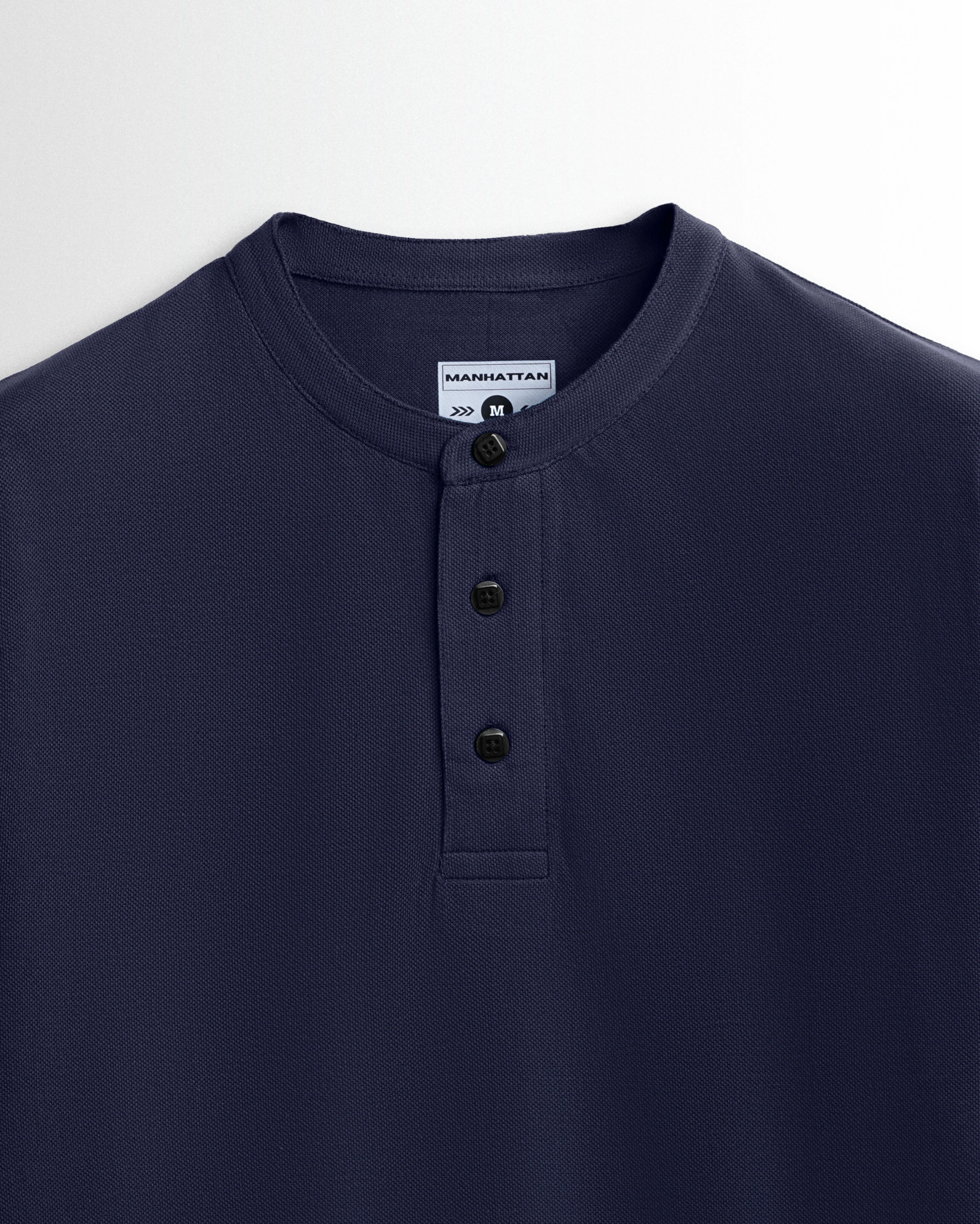 Pure Cotton Henley Without Pocket T shirts (Navy) - Image 2