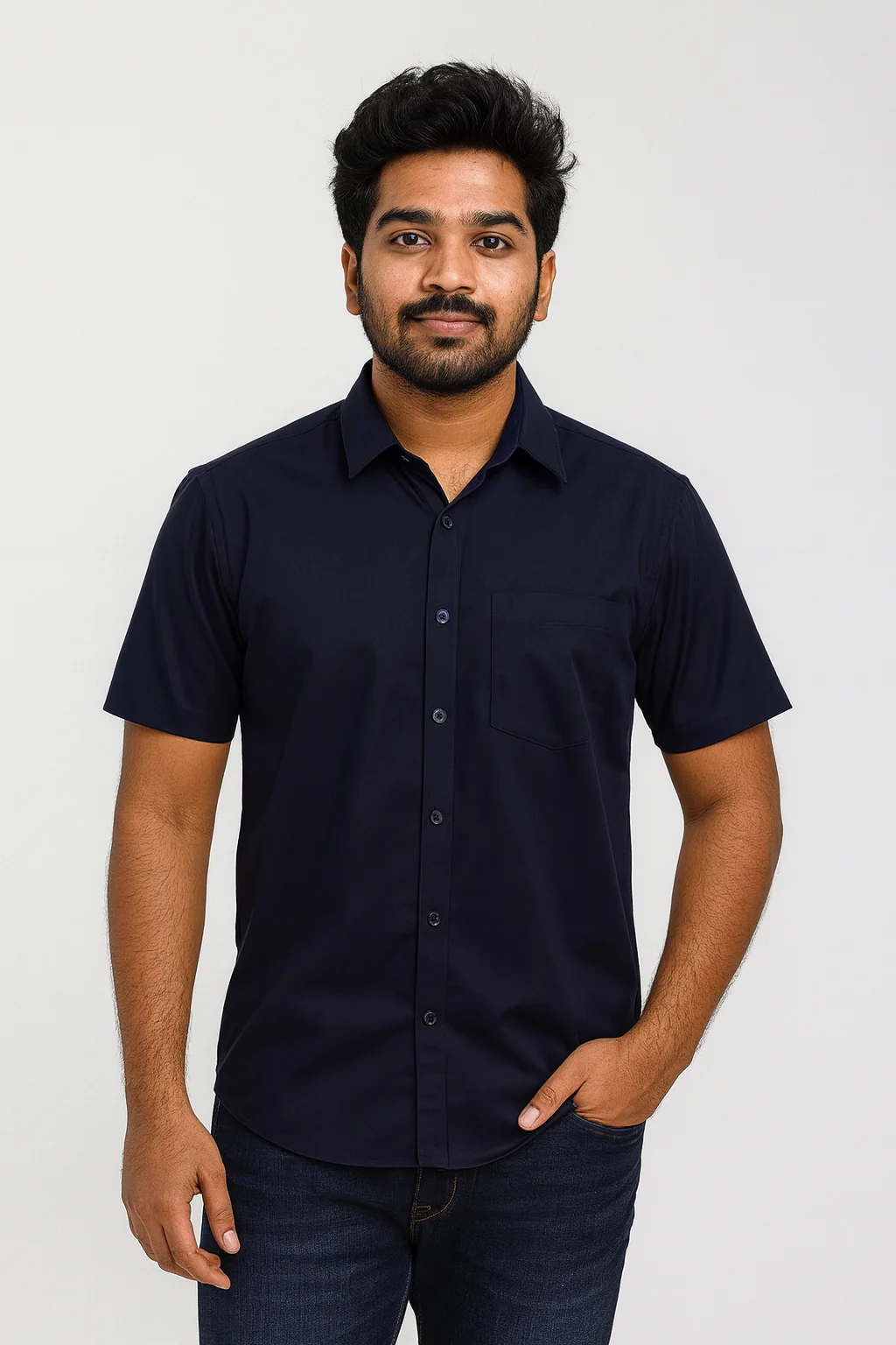 Pure Cotton Navy Shirts. - Image 3