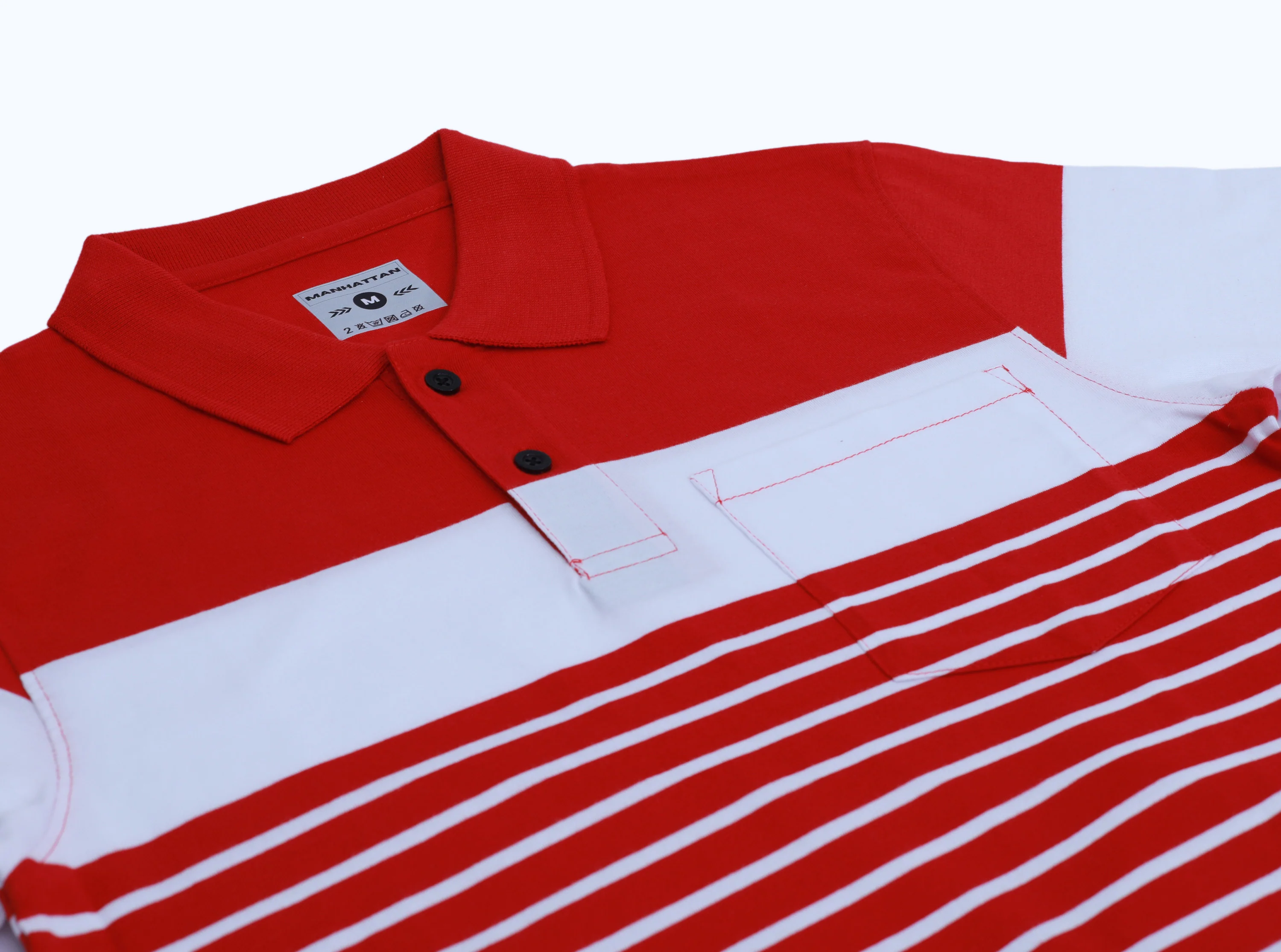 Premium Cotton Pin Striped Polo Pocket (Red/White Stripes) - Image 6