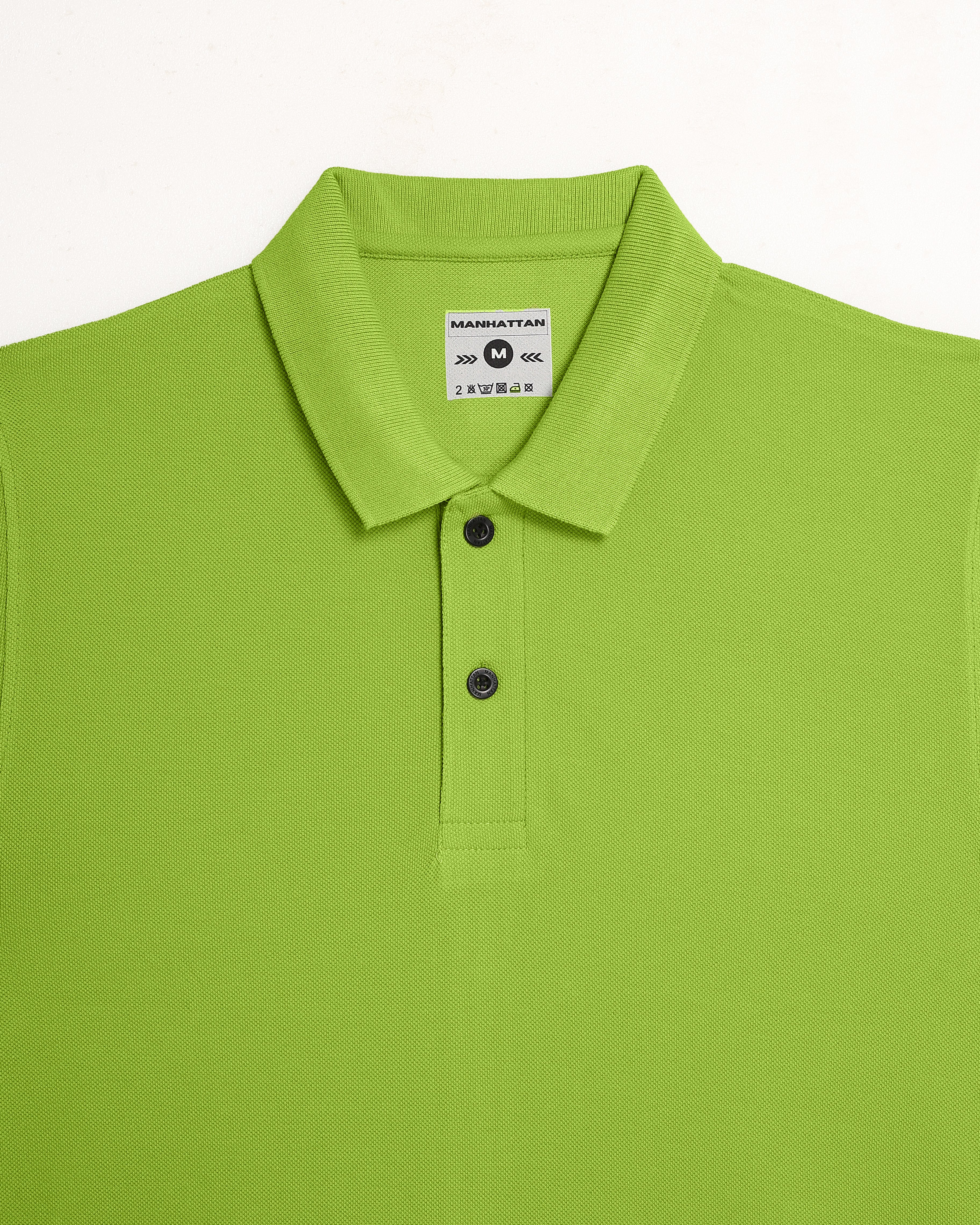 Pure Cotton Polo Plain T Shirts (Apple Green) Without Pocket - Image 2
