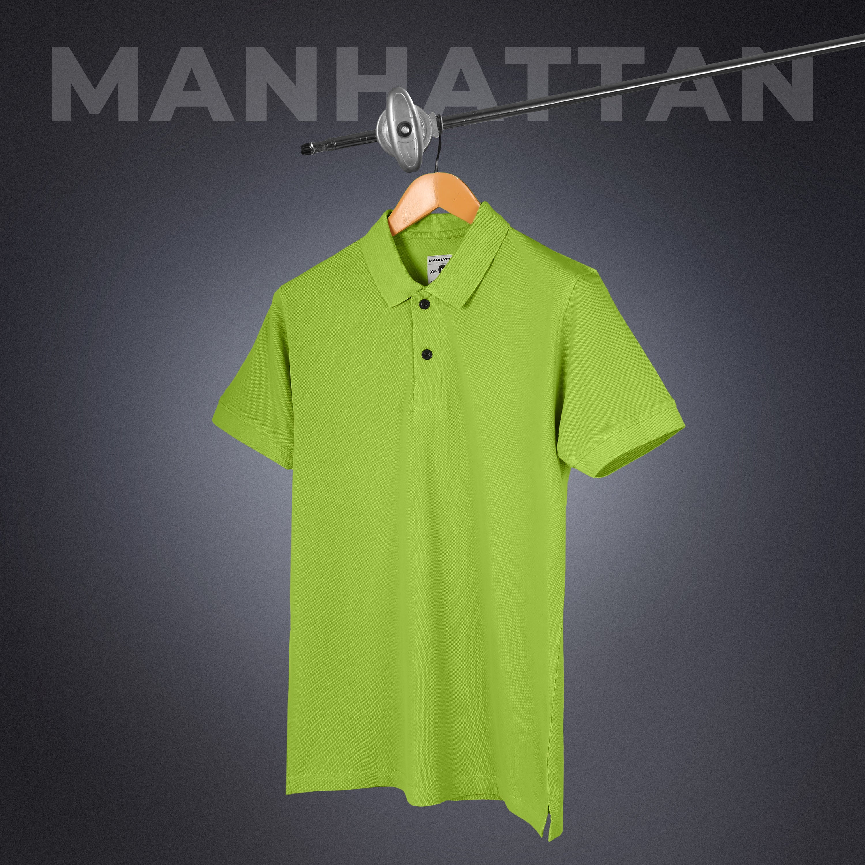 Pure Cotton Polo Plain T Shirts (Apple Green) Without Pocket - Image 3