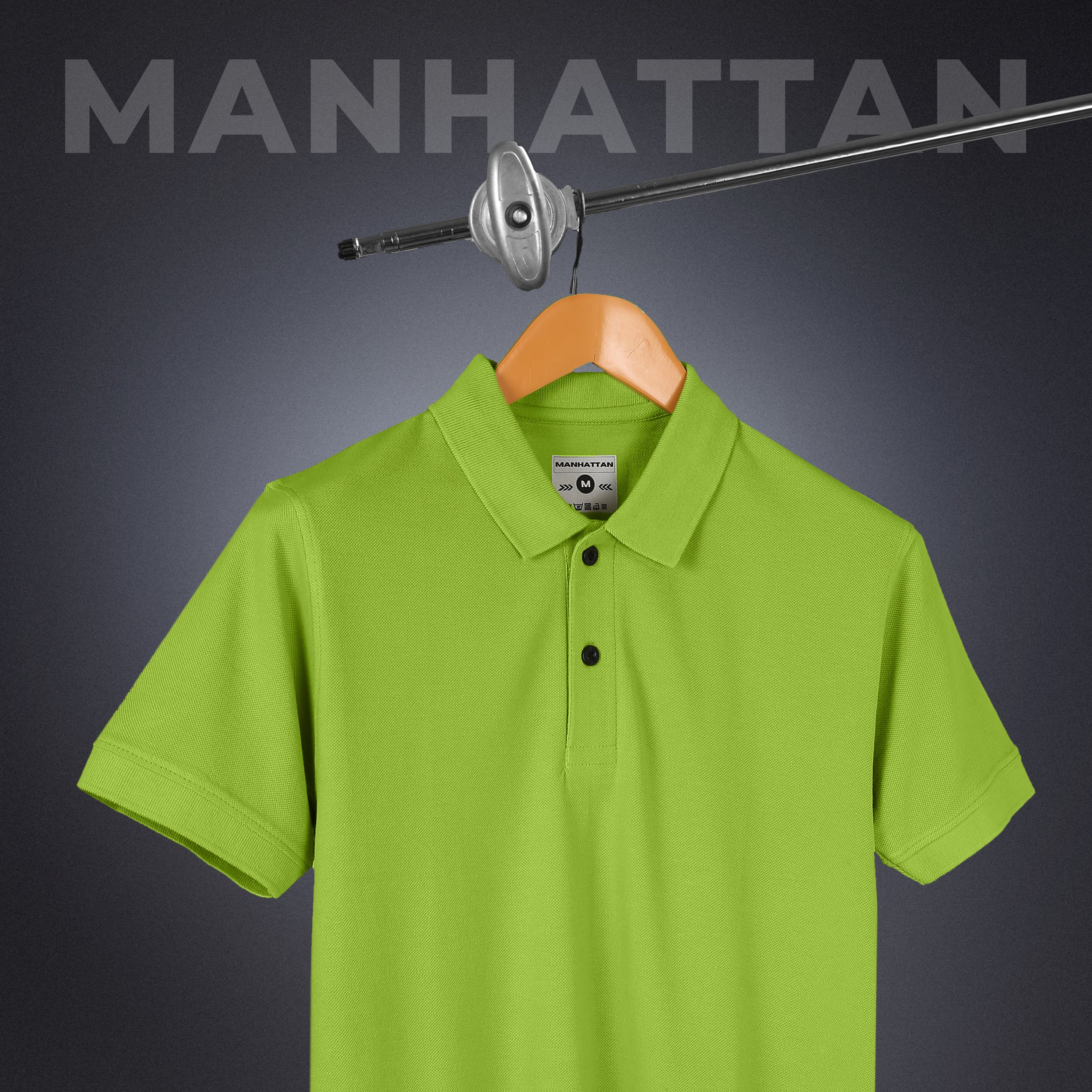Pure Cotton Polo Plain T Shirts (Apple Green) Without Pocket - Image 4
