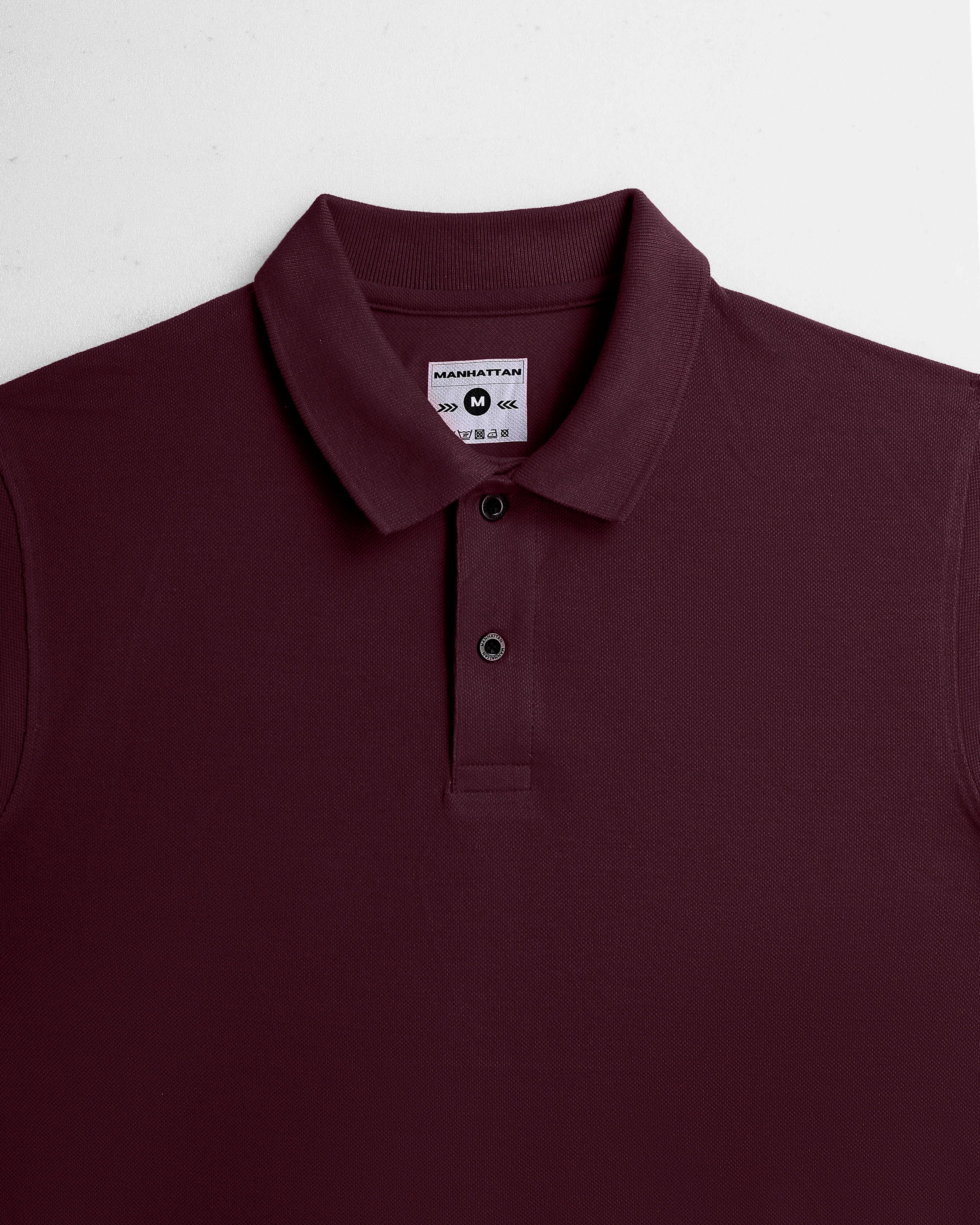 Pure Cotton Polo Plain T Shirts (Maroon) Without Pocket - Image 2
