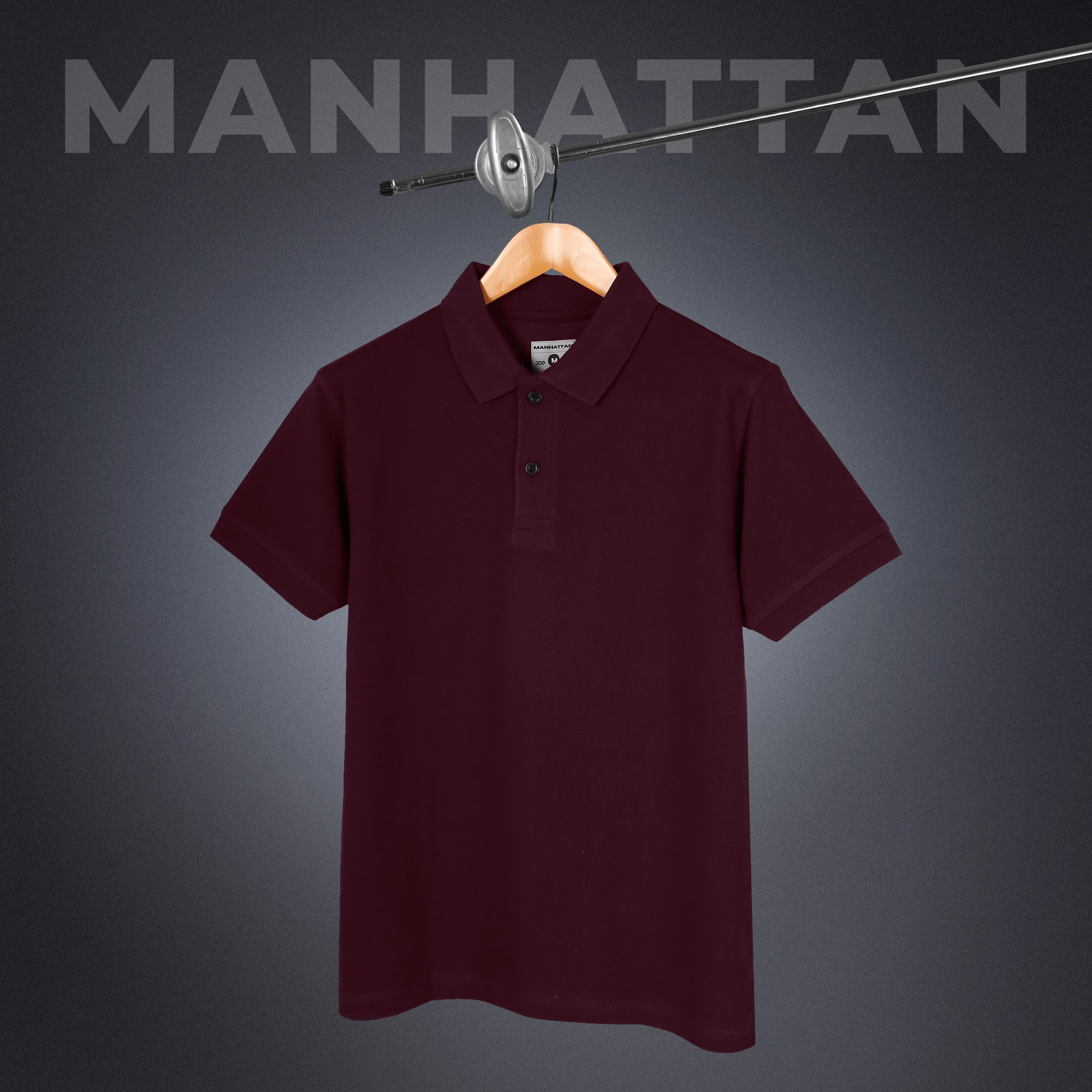 Pure Cotton Polo Plain T Shirts (Maroon) Without Pocket - Image 3