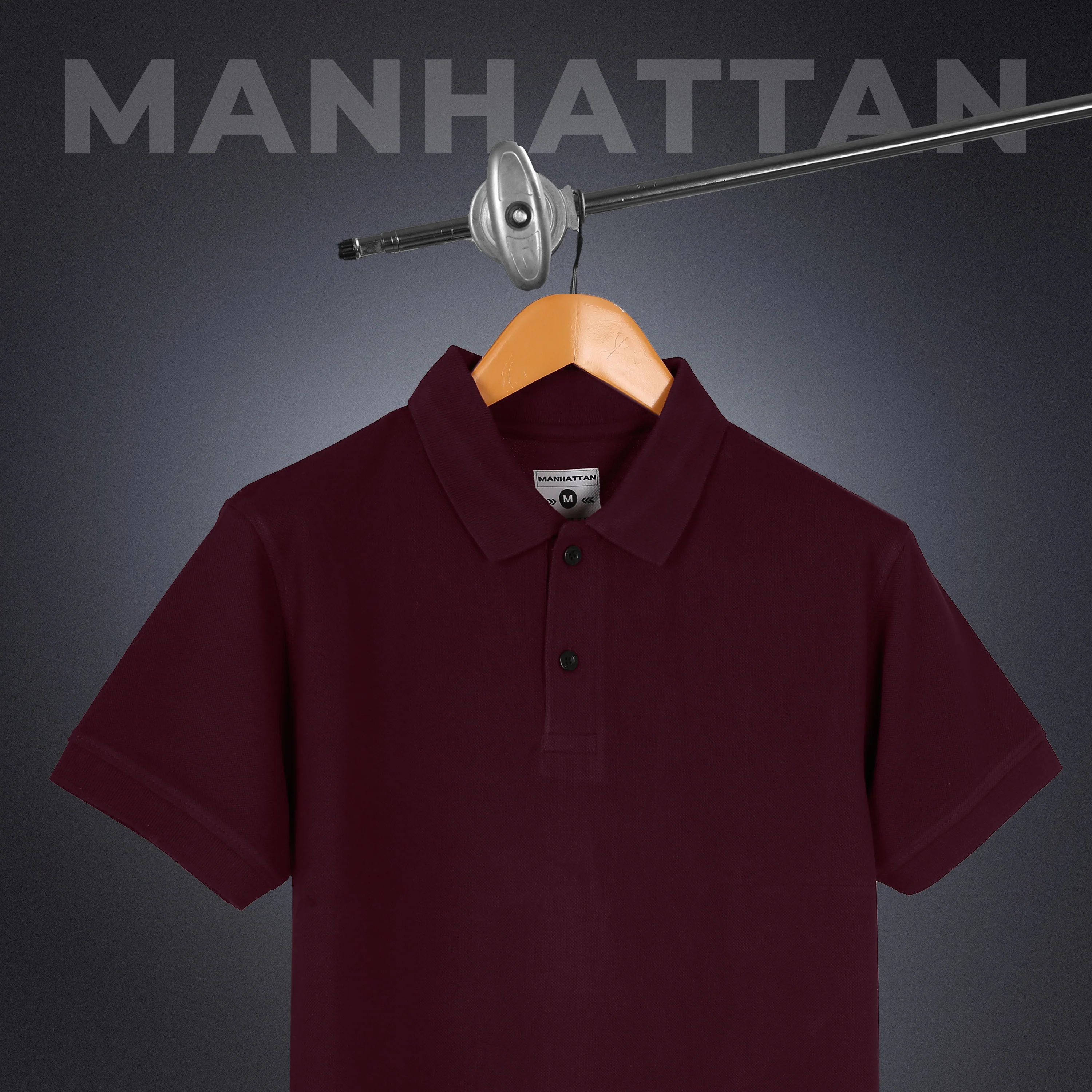 Pure Cotton Polo Plain T Shirts (Maroon) Without Pocket - Image 4