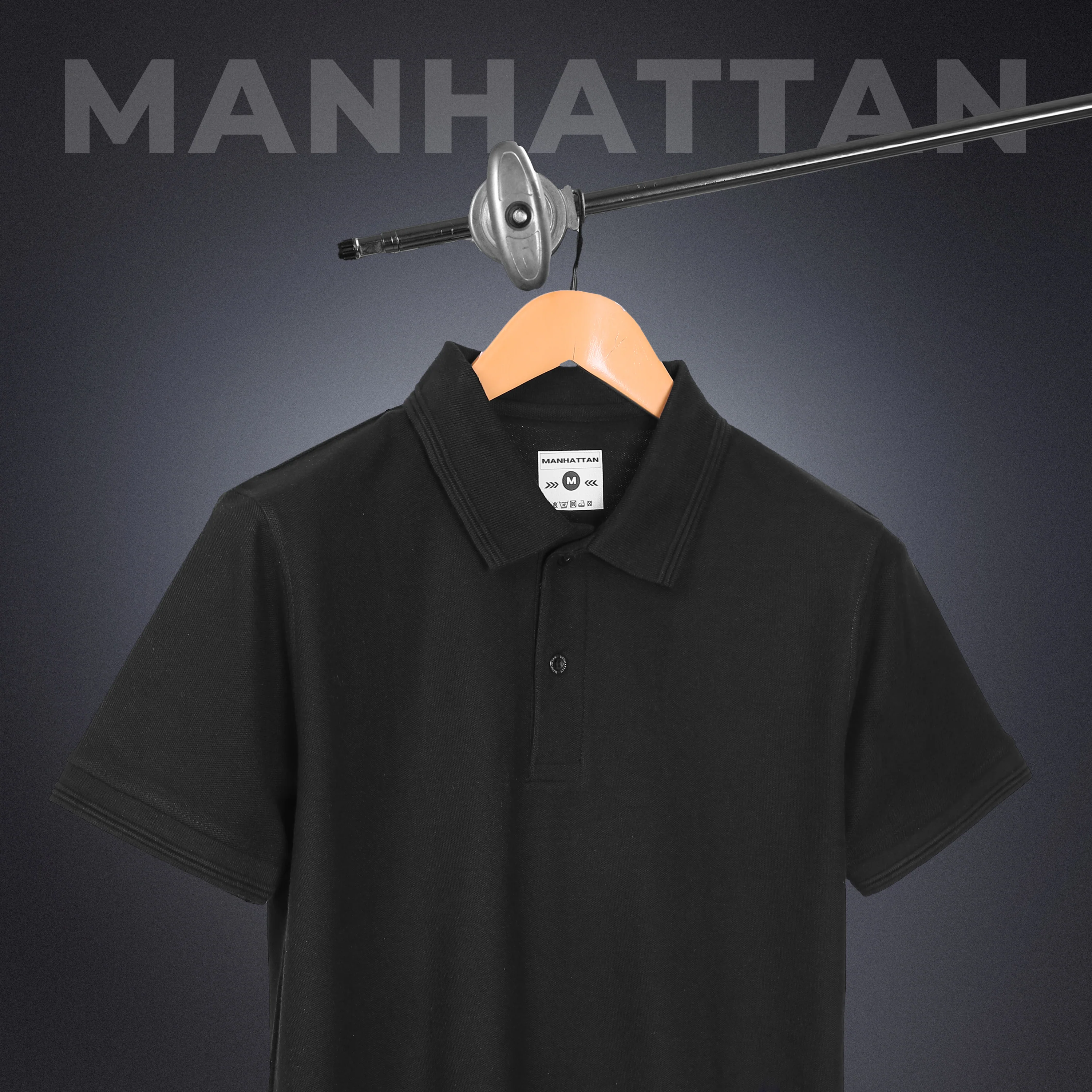Pure Cotton Polo Plain T Shirts (Black) Without Pocket - Image 4