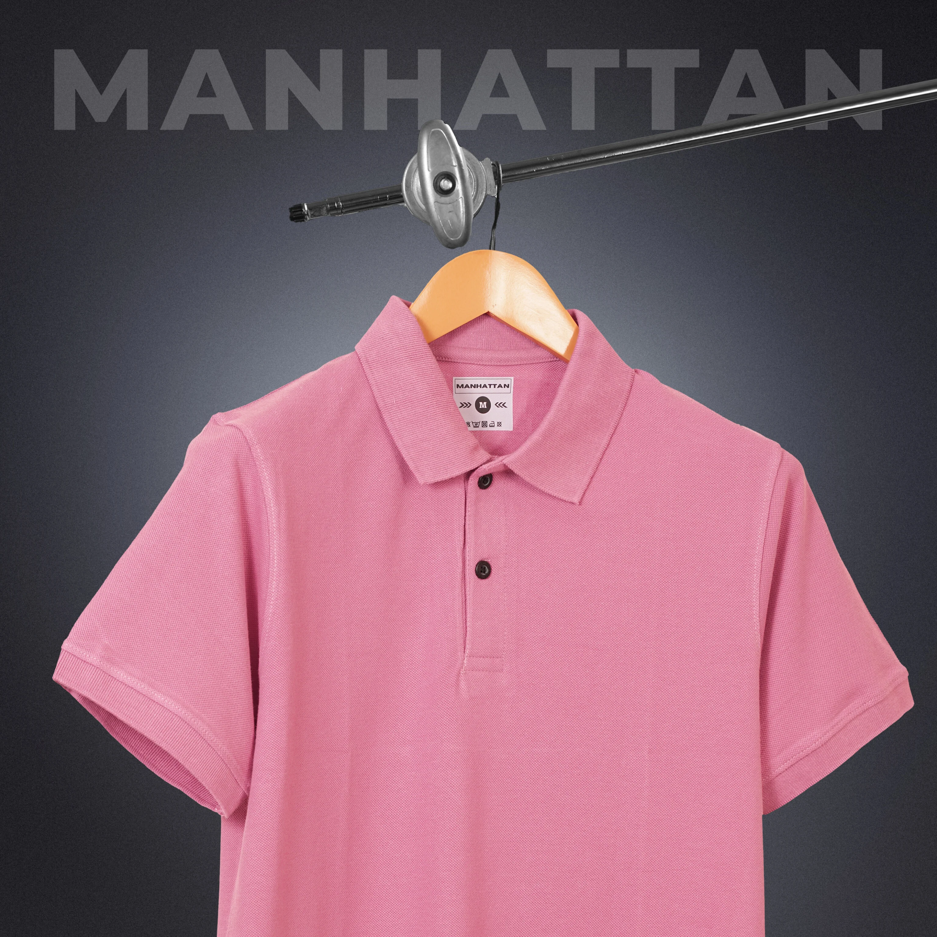 Pure Cotton Polo Plain T Shirts (Bubble Gum Pink) Without Pocket - Image 3