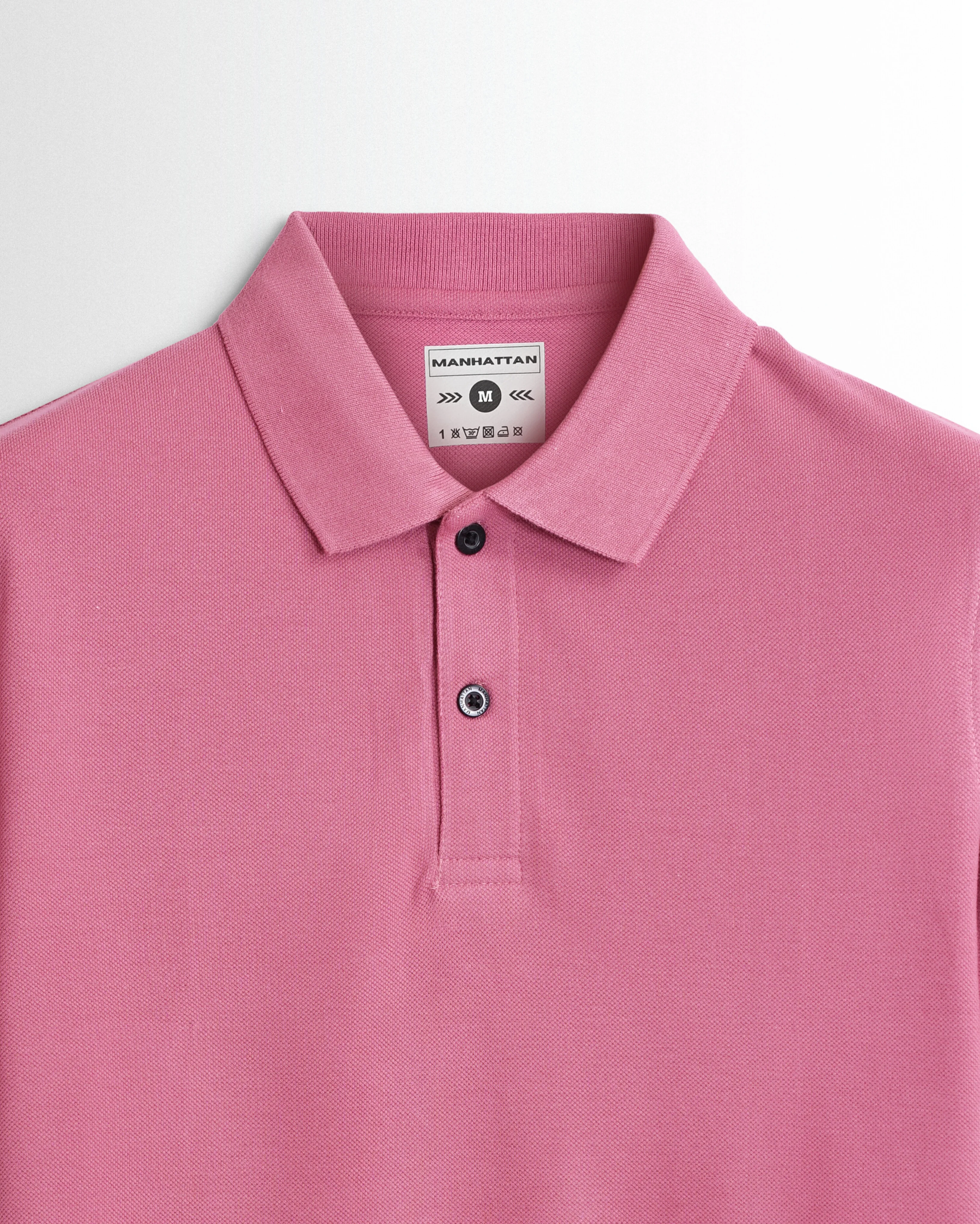 Pure Cotton Polo Plain T Shirts (Bubble Gum Pink) Without Pocket - Image 5