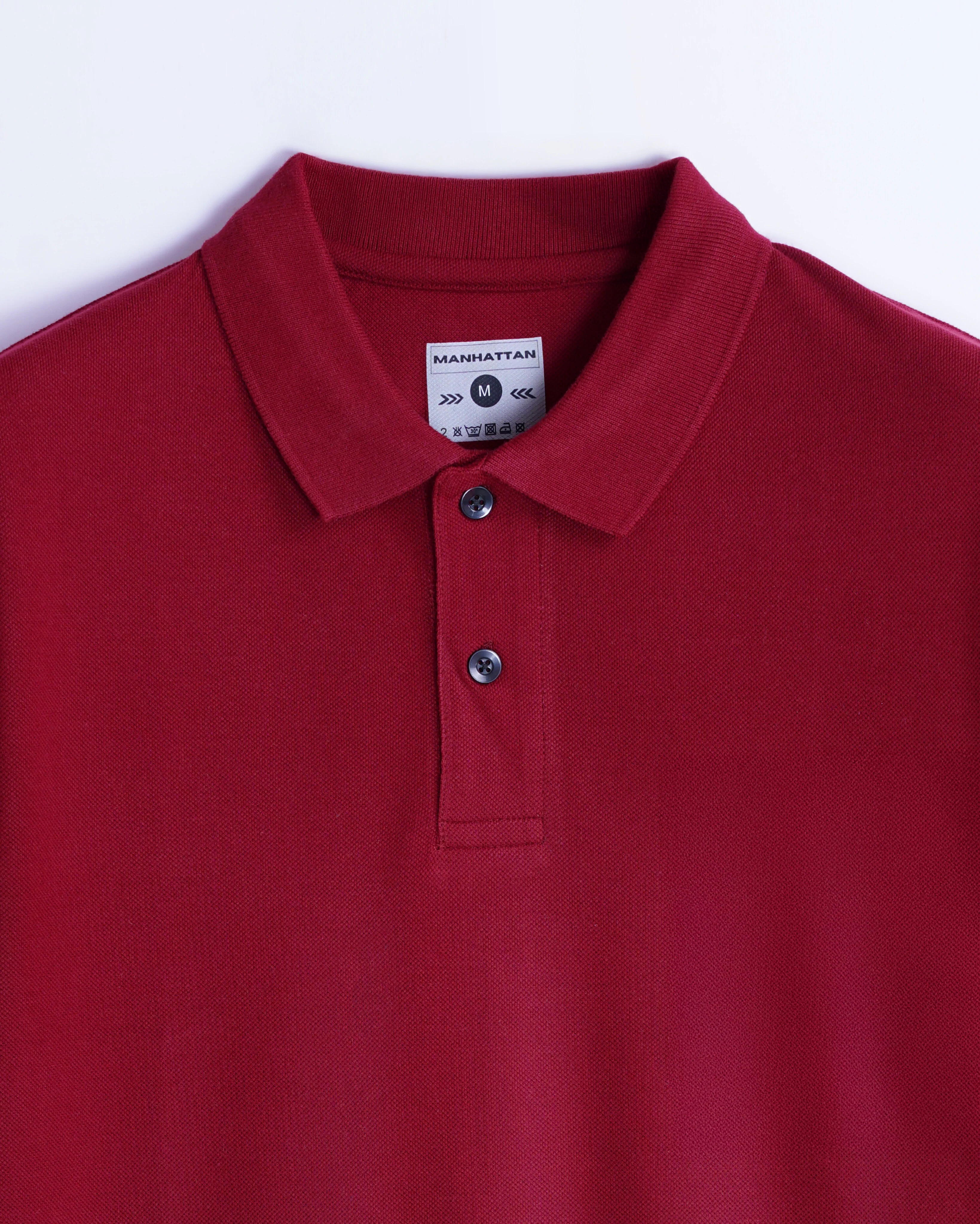 Pure Cotton Polo Plain T Shirts (Burgundy) Without Pocket - Image 2