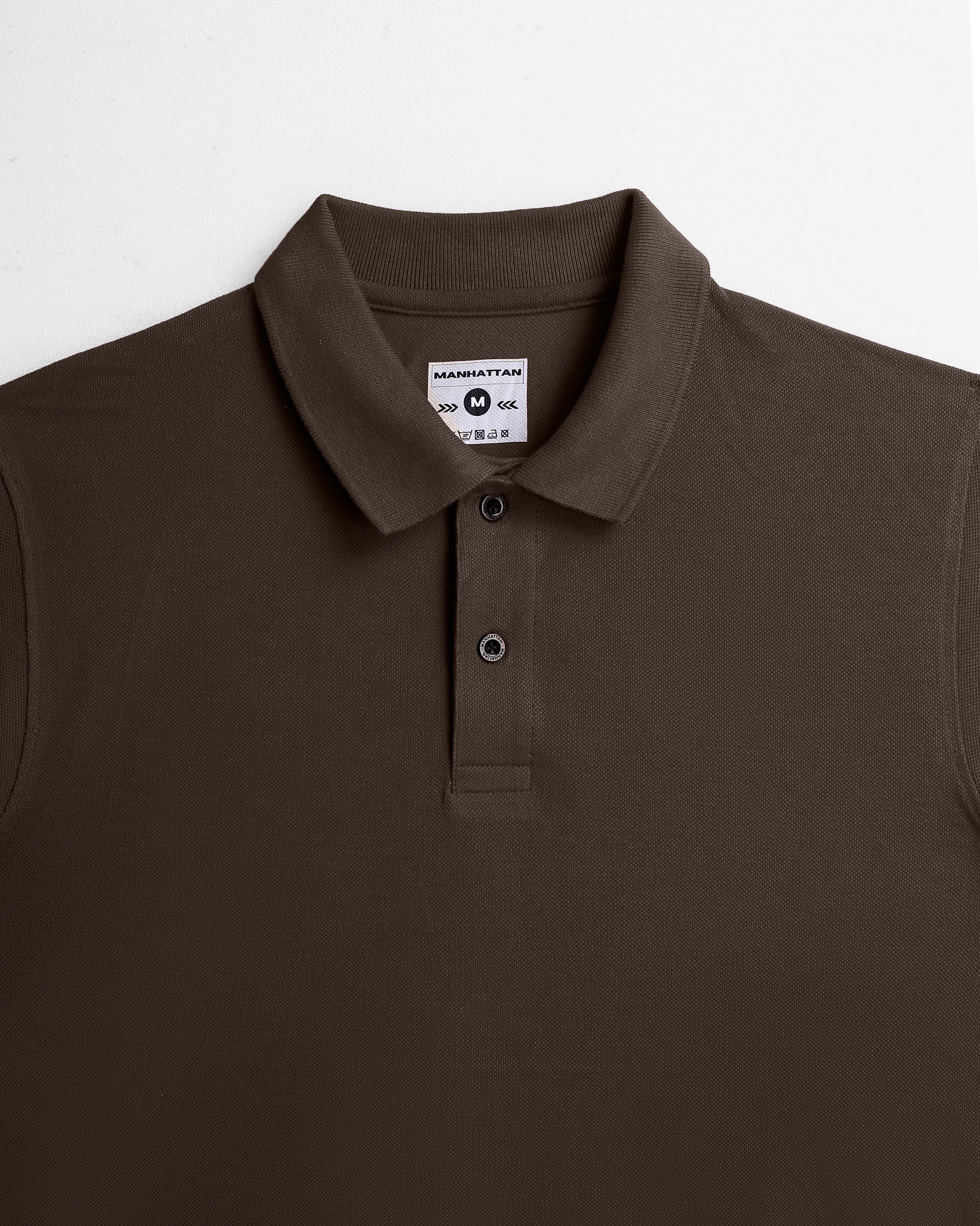 Pure Cotton Polo Plain T Shirts (Coffee Brown) Without Pocket - Image 2
