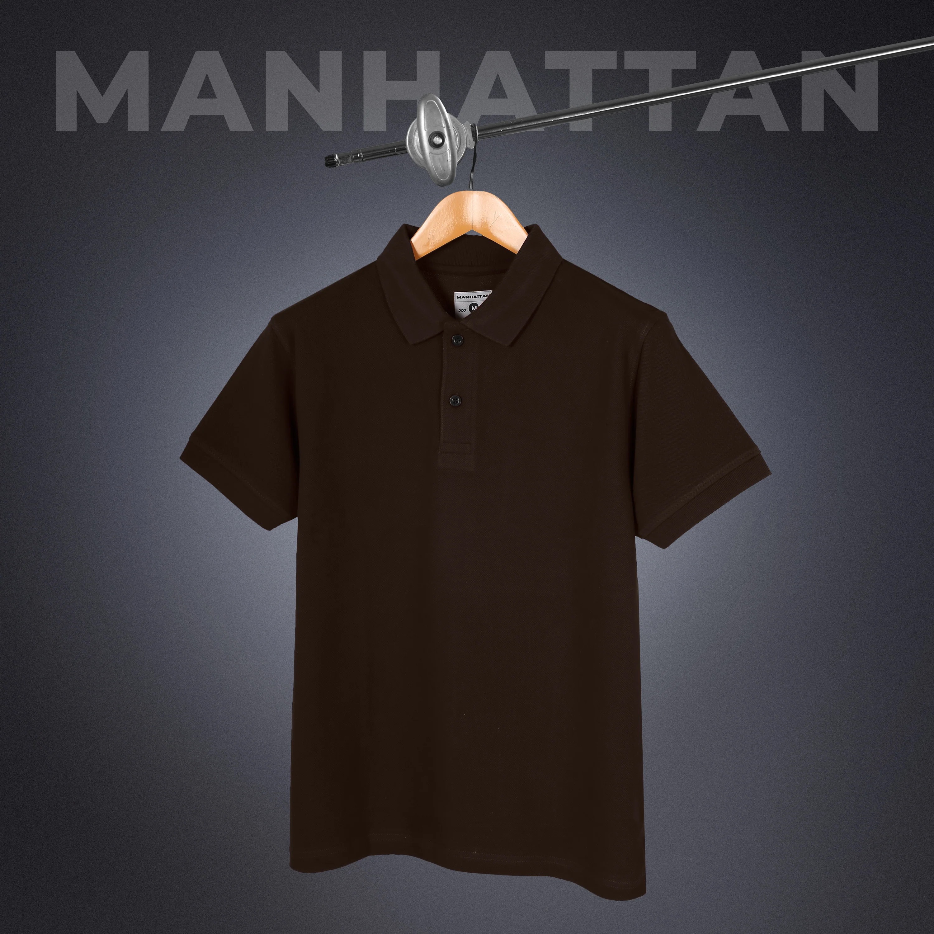 Pure Cotton Polo Plain T Shirts (Coffee Brown) Without Pocket - Image 3